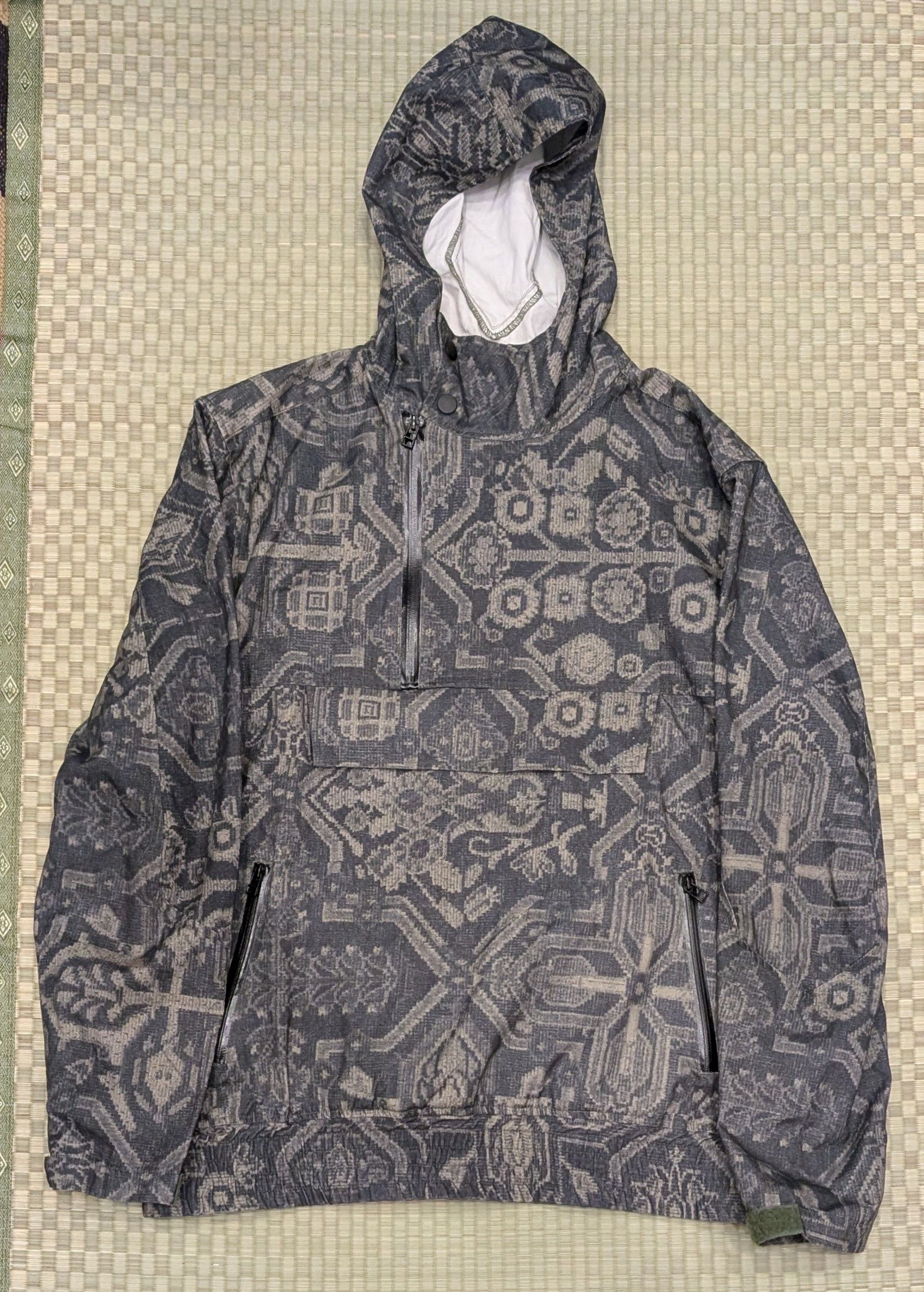 Black Scale Black Scale Half Zip Anorak Hooded Jacket Pattern Print Size US L / EU 52-54 / 3 - 1 Thumbnail