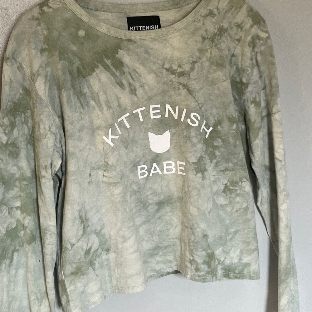 Designer Kittenish Babe Shirt Long Sleeve Tie Dye Green Top Medium Size M / US 6-8 / IT 42-44 - 1 Thumbnail
