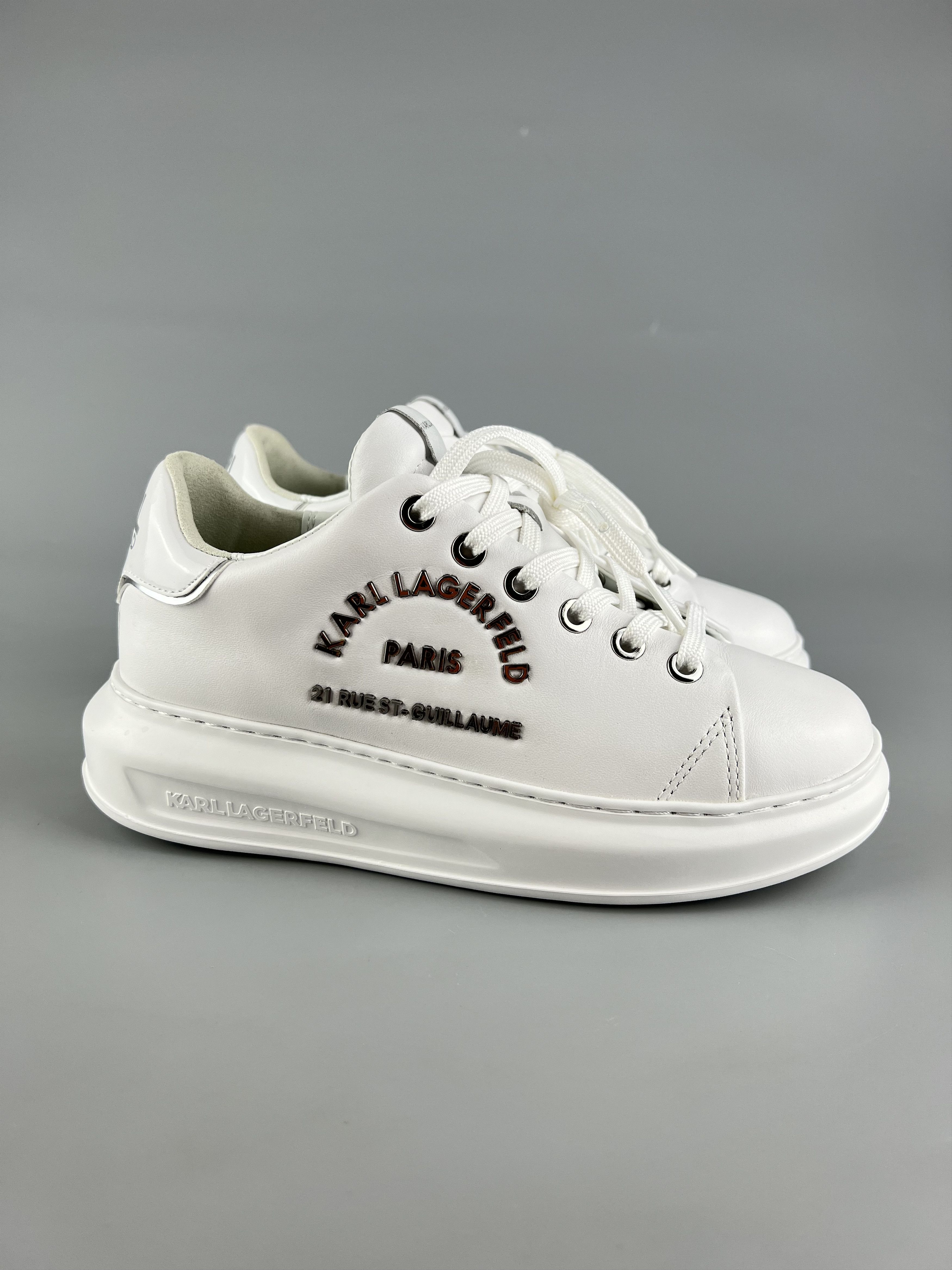 Karl Lagerfeld Karl Lagerfeld Women's White Leather Sneakers US5 Size US 5 / IT 35 - 2 Thumbnail