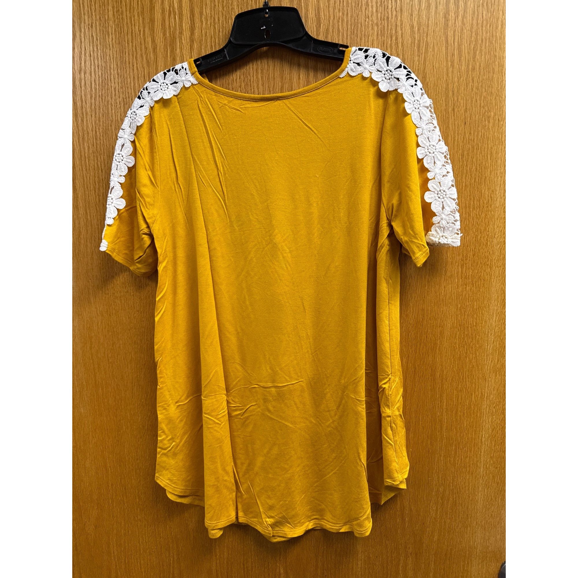 Other 42 Pops Mustard Yellow Tunic Top With White Floral Lace Slee Size M / US 6-8 / IT 42-44 - 4 Thumbnail