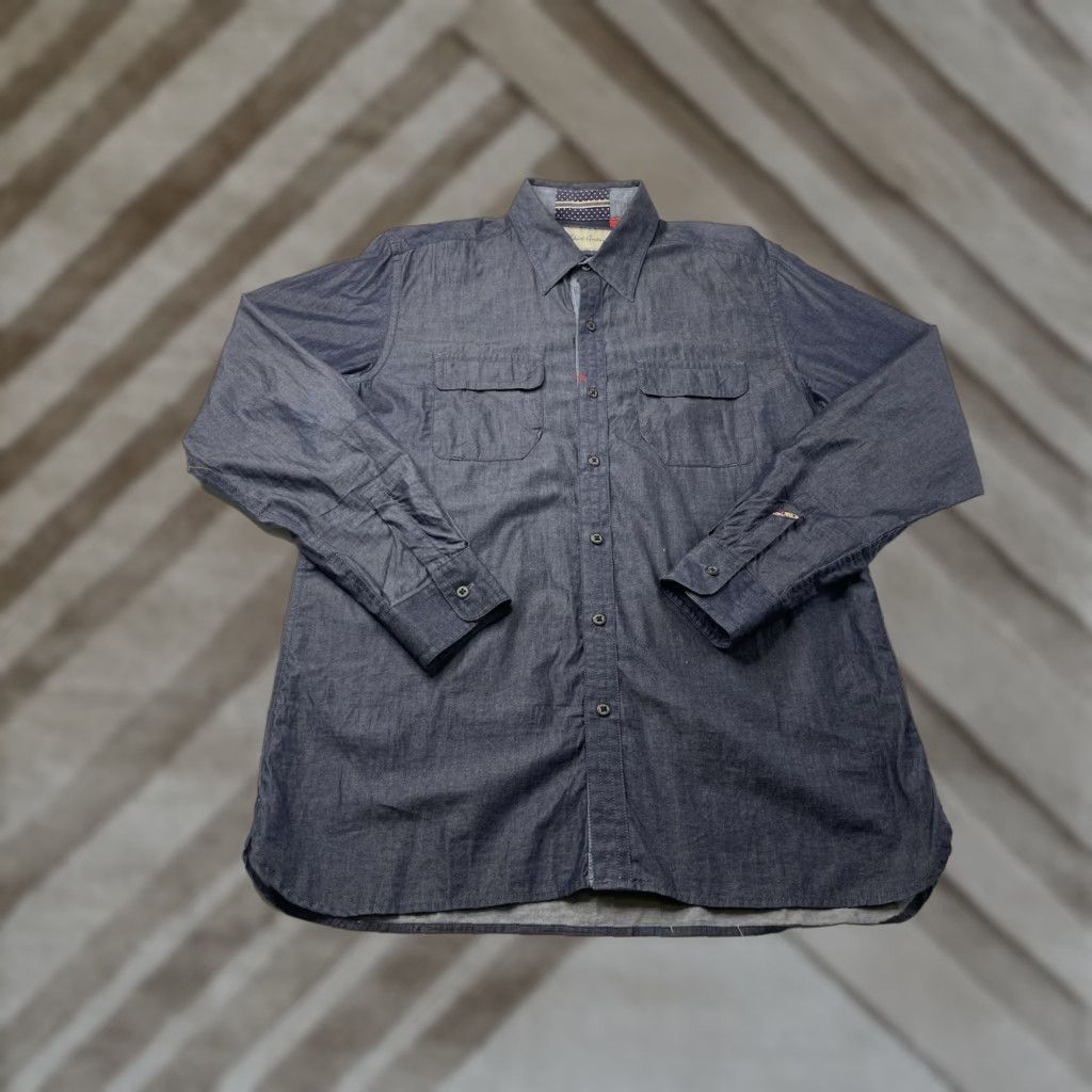 Robert Graham Robert Graham Shirt Button-Down Long Sleeve Denim Chambray Multicolor Mens S Size US S / EU 44-46 / 1 - 1 Thumbnail