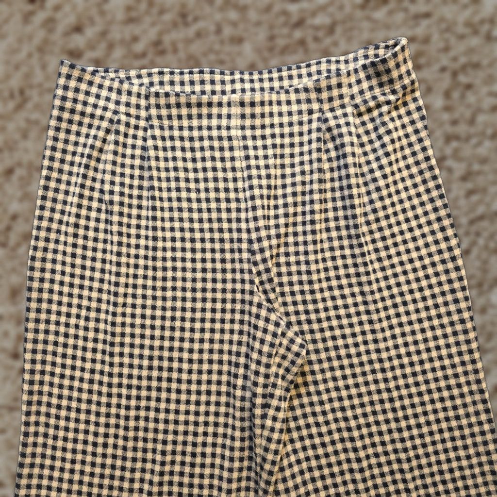 J. Jill J. Jill Pants Wide-Leg Plaid Capri Cropped Beige Black Womens Large Stretch Casual Side Elastic Waist Knit Capris Size 24" / US 00 / IT 34 - 1 Thumbnail