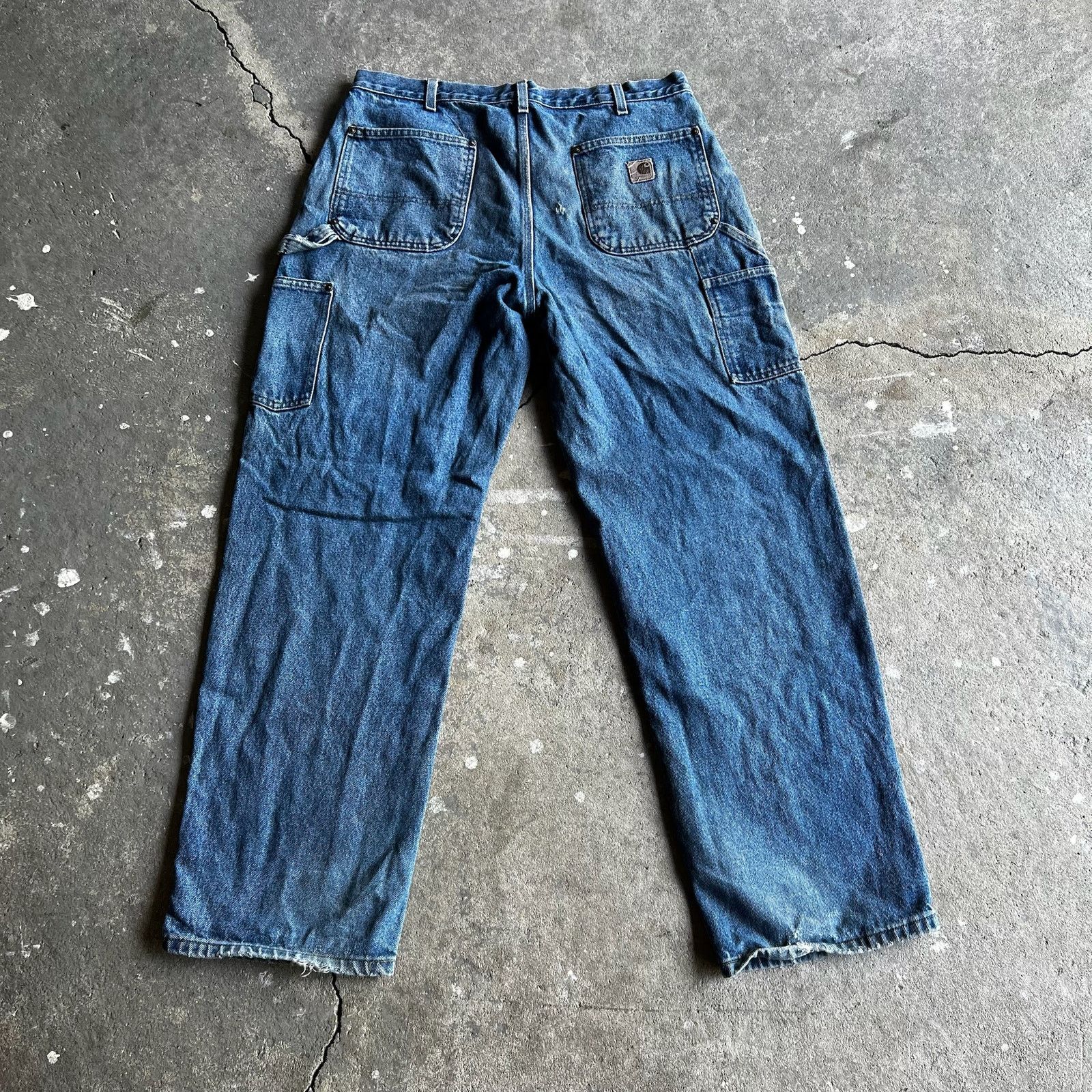 Carhartt × Vintage Carhartt faded denim blue jean double knee work wear pants Size US 35 - 5 Thumbnail