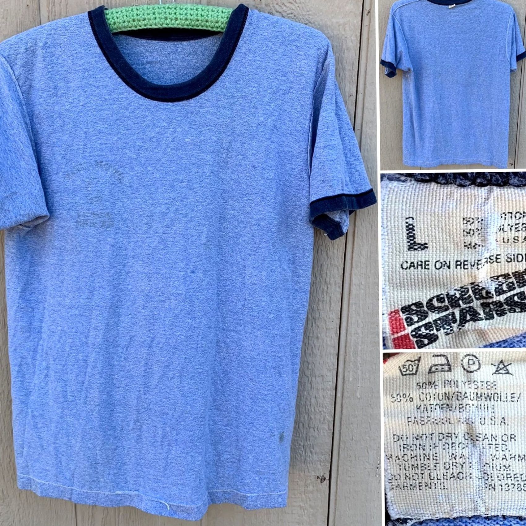 Vintage VINTAGE Screen Stars Carlsbad Caverns National Park New Mexico ringer tee roadrunner graphics Blue L 1980s Unisex Size US L / EU 52-54 / 3 - 7 Thumbnail
