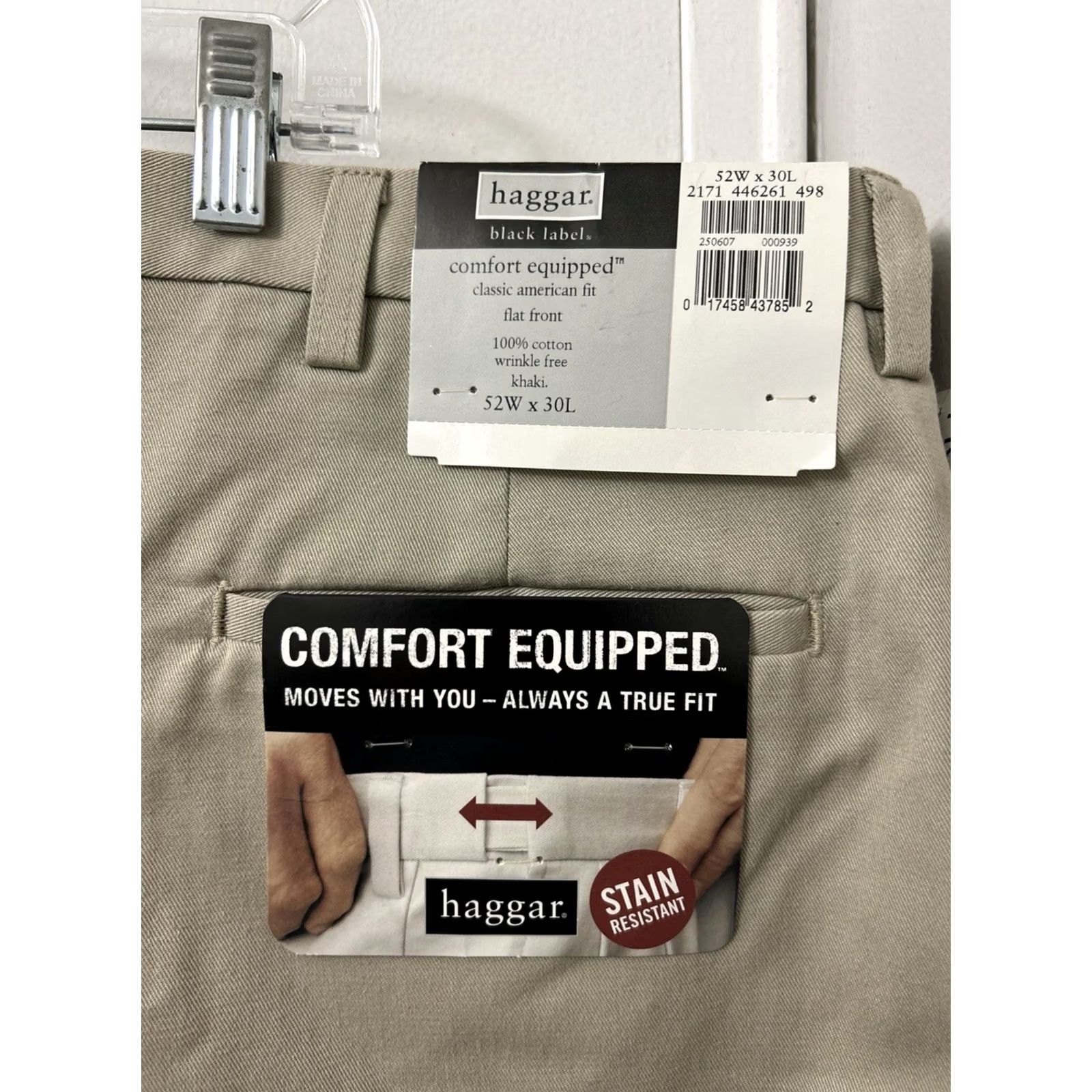 Haggar Haggar Black Label Pants Mens 52x30 Khaki Classic Fit Workwear Casual Flat Front Zipper Button Pockets Comfort Equipped Size US 36 / EU 52 - 4 Thumbnail
