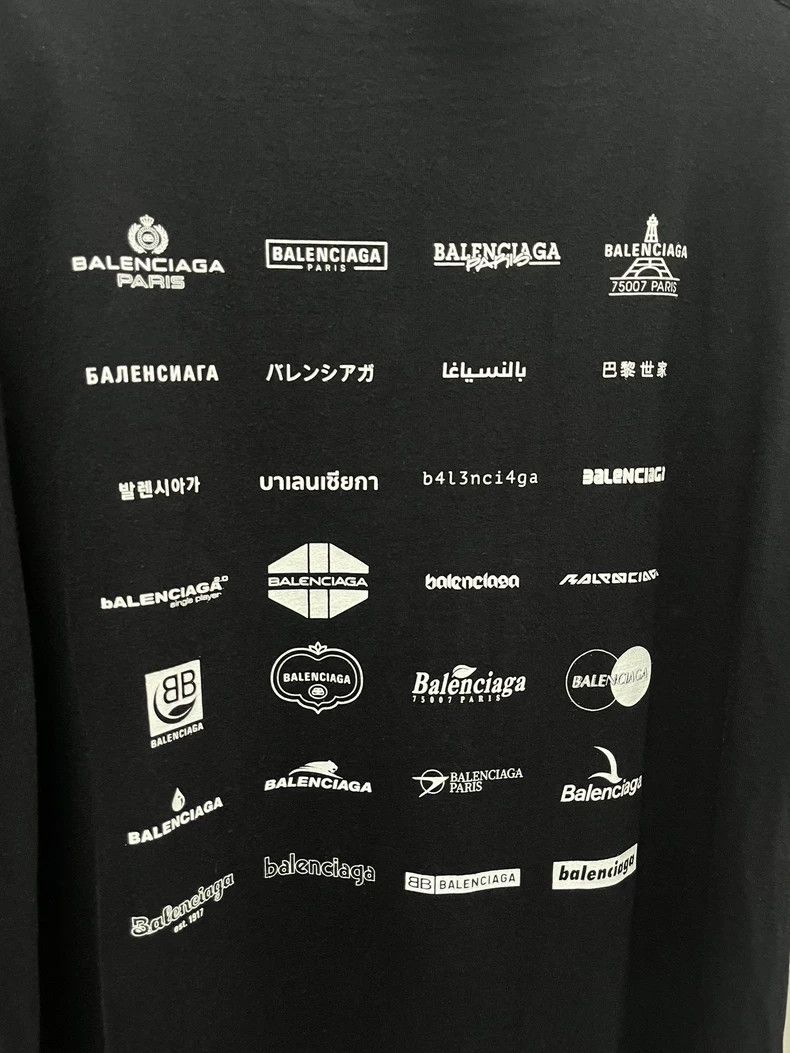 Balenciaga Balenciaga Black full logo printed short sleeves Size US S / EU 44-46 / 1 - 4 Thumbnail