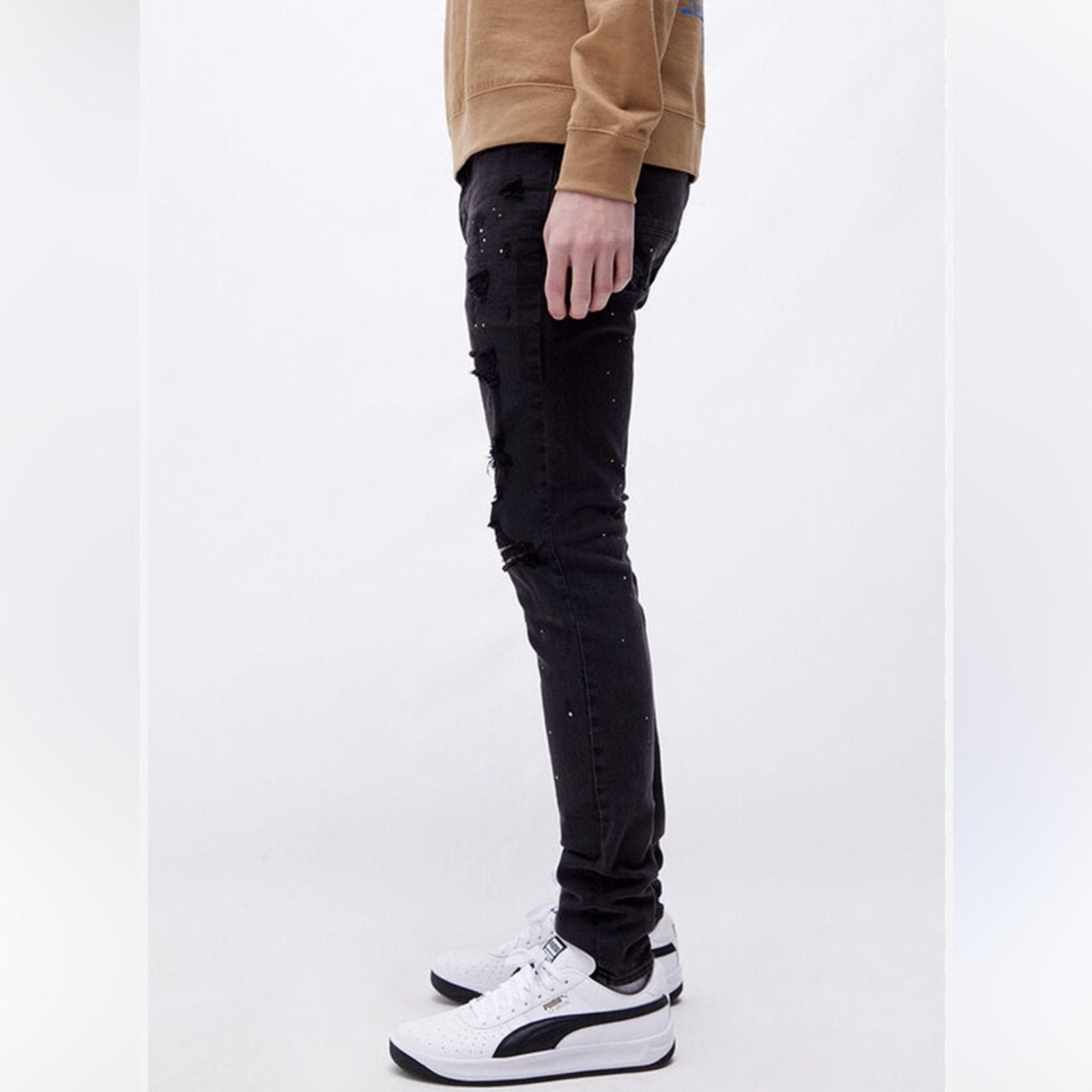 Pacsun PACSUN Stacked Skinny Black Distressed Jeans Size US 30 / EU 46 - 7 Thumbnail