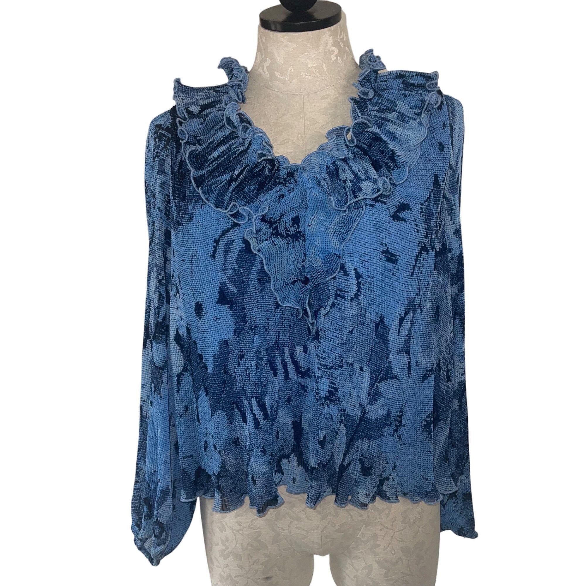 Ganni Ganni Womens Blouse Size 34 Blue Pleated Georgette Size XXS / US 00 / IT 34 - 1 Thumbnail