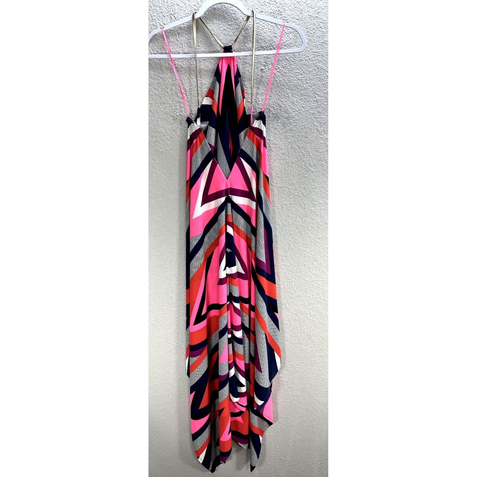 Express Express Pink Black Geometric Halter Hi-Low Sundress XS Sleeveless Open Back Flowy Sundress Women Size XS / US 0-2 / IT 36-38 - 6 Thumbnail