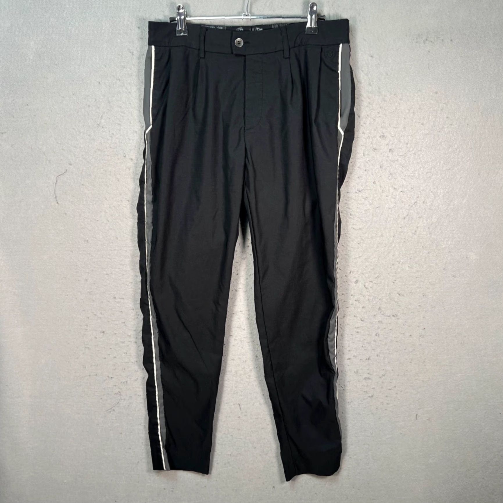 Galvin Green Galvin Green Mens Pants Size 30 Black Chino w/ Contrast Side Stripes Dress Trousers Slim Fit 30in Inseam Mens Size US 30 / EU 46 - 2 Thumbnail