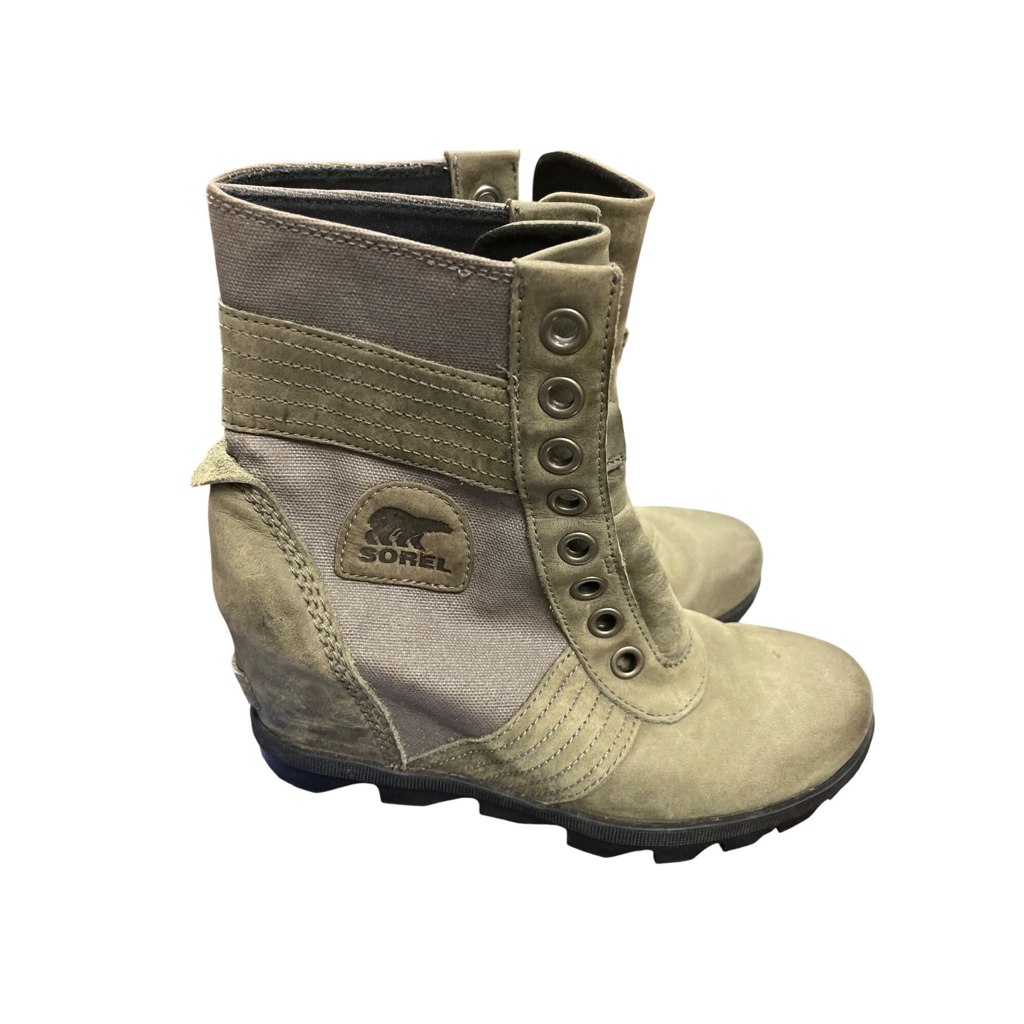 SOREL Sorel wms gray green ankle leather canvas hiking casual boot Size US 8 / IT 38 - 18 Thumbnail