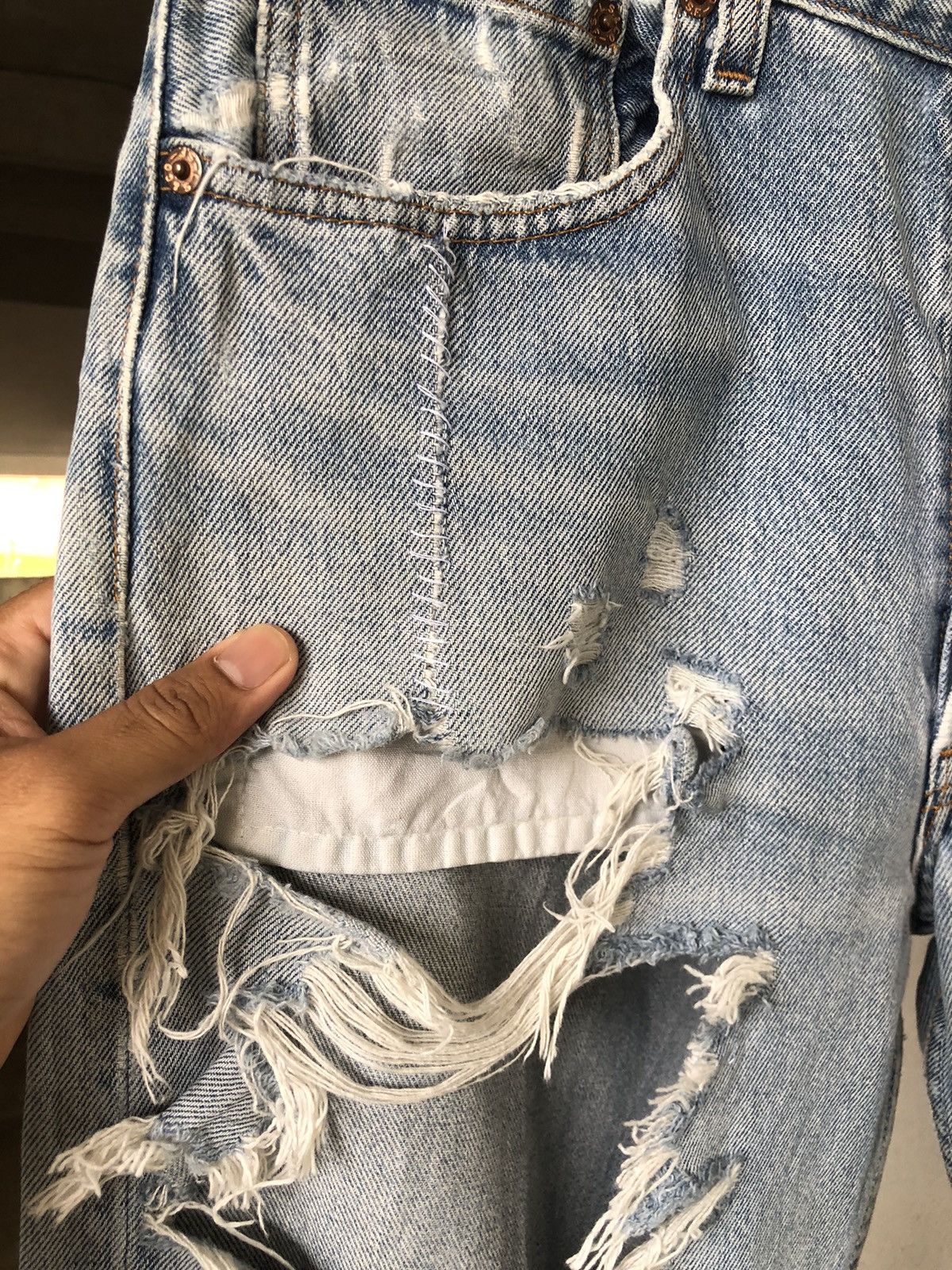 Levi's Kapital Style Vintage 90s Levis 501 Distressed Jeans Size US 30 / EU 46 - 6 Thumbnail