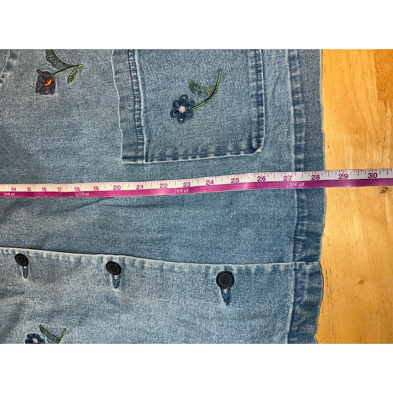 Vintage Vintage Denim Floral Jacket Denim & Co Button Up Jacket 1X Size XL / US 12-14 / IT 48-50 - 11 Thumbnail