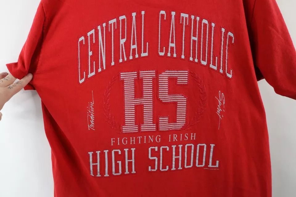Vintage Vintage 90s Catholic High School Short Sleeve T-Shirt USA Size US XL / EU 56 / 4 - 4 Thumbnail