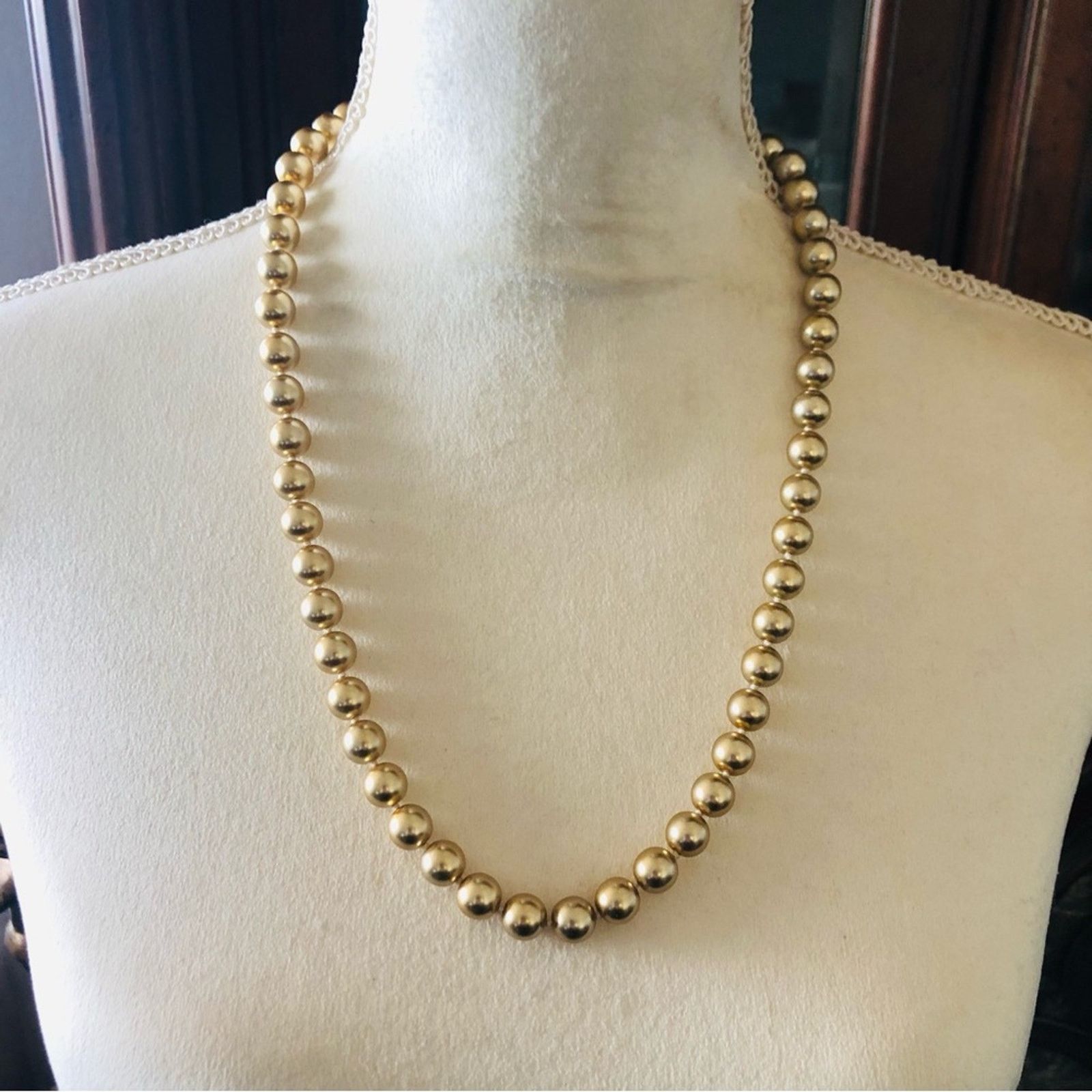 Vintage Vintage knotted gold glass pearl bead necklace Size ONE SIZE - 2 Thumbnail