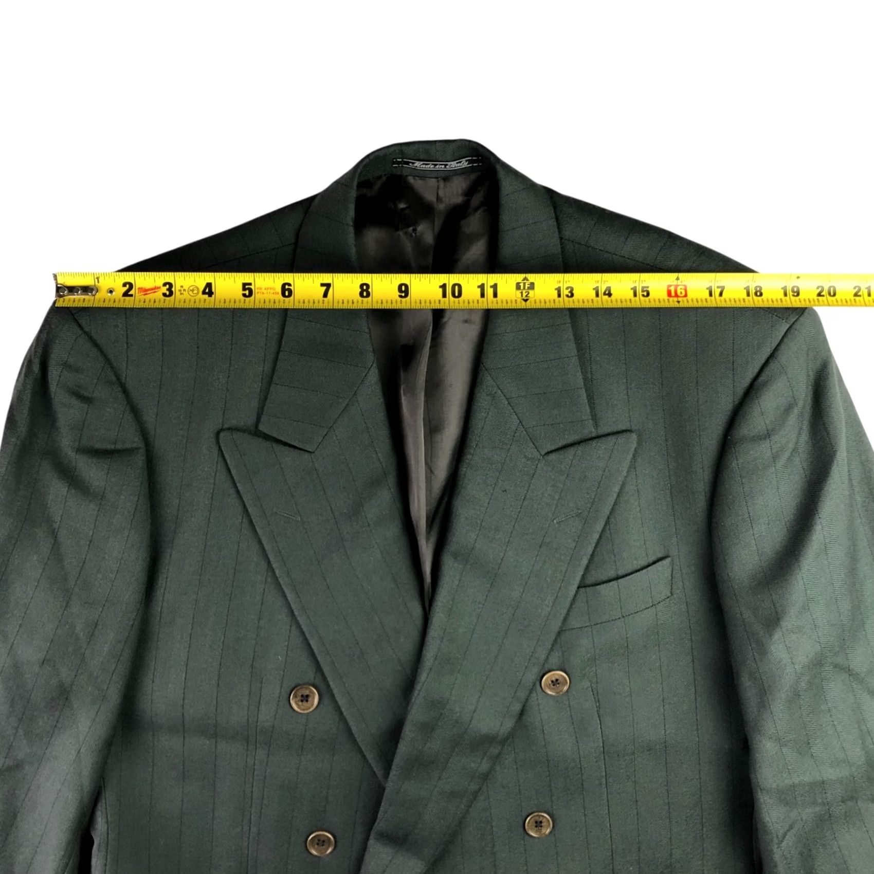 Lubiam Lubiam Two Button Mens 42 Green VTG Men Wool Blazer Stripe Italy 42R Size 42R - 6 Thumbnail