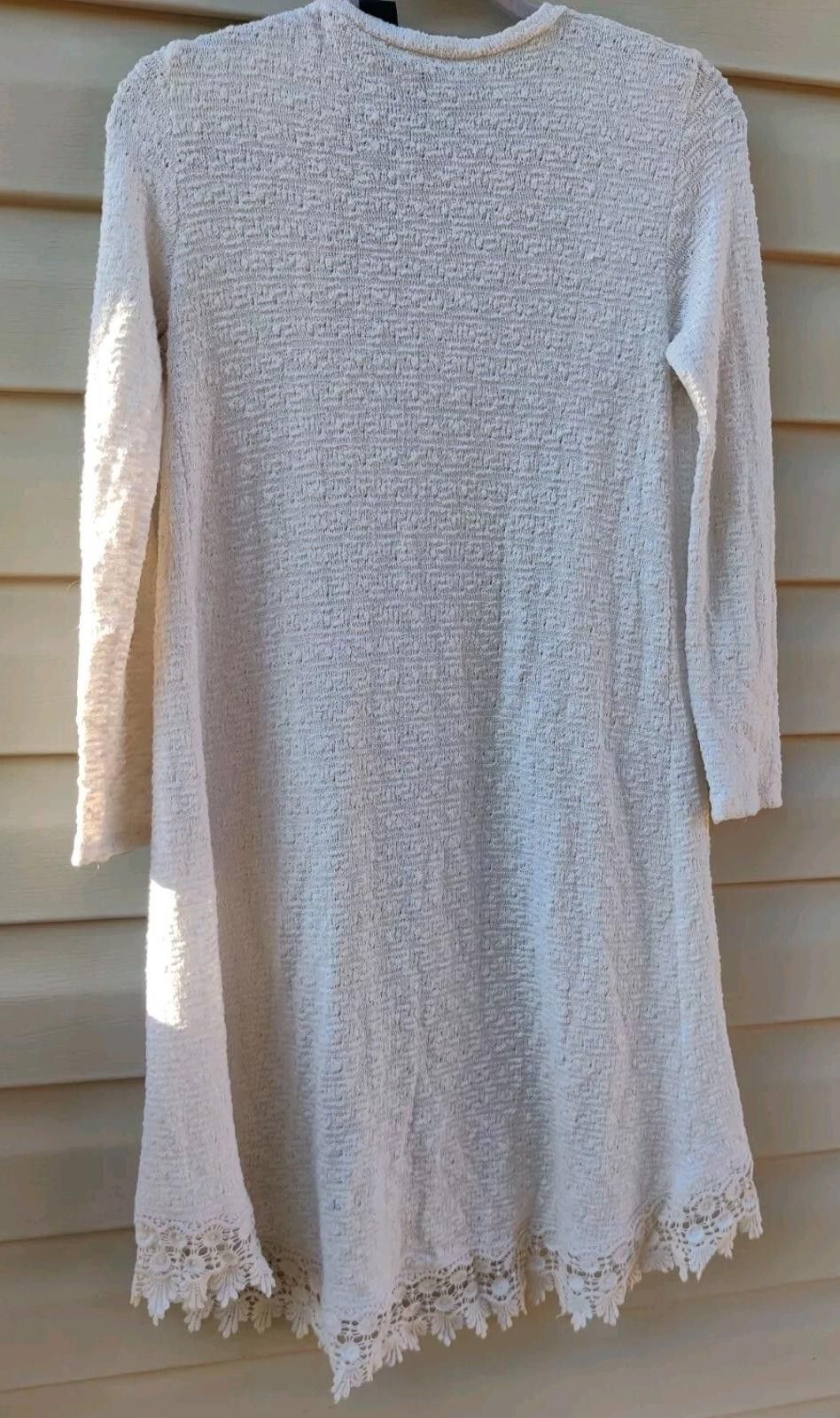 Other Heart-n-Crush Open Front Duster Cardigan Sweater Cream Long Size S / US 4 / IT 40 - 9 Thumbnail