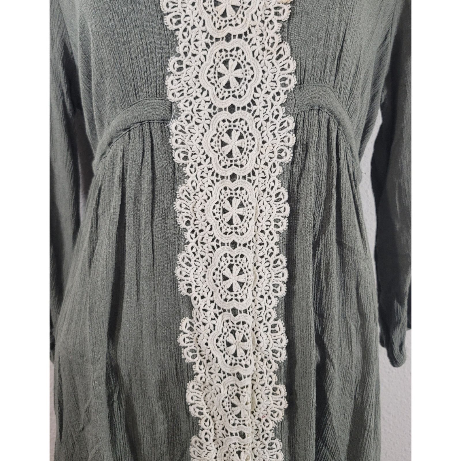 Other Flying Tomato Green Lace Bodice Tunic Top Medium Flowy Size M / US 6-8 / IT 42-44 - 5 Thumbnail