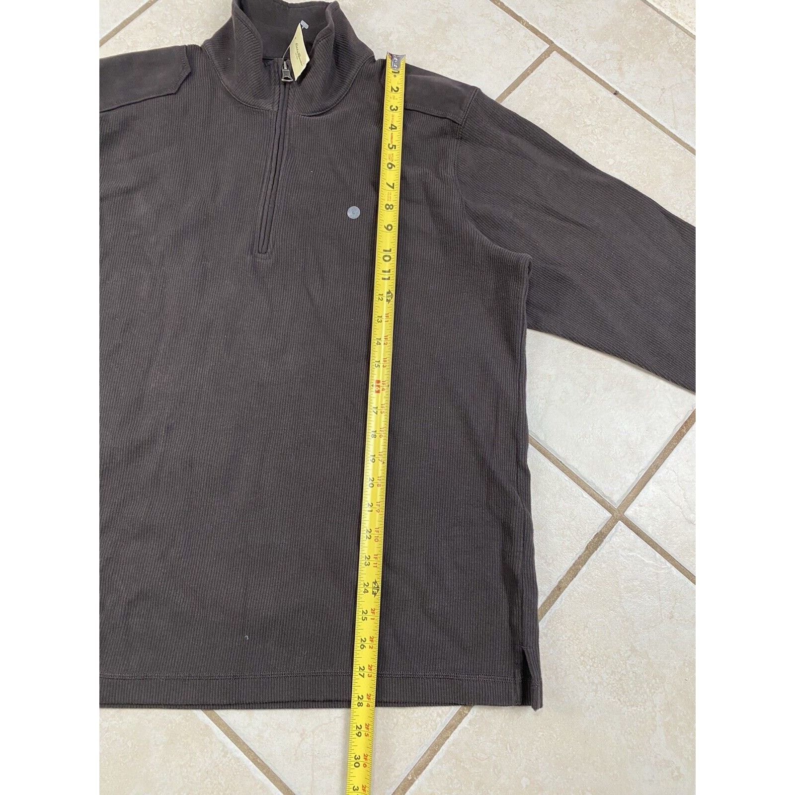Eddie Bauer NWT Eddie Bauer 1/4 Quarter Zip Brown Sweater Ribbed Cotton Size US L / EU 52-54 / 3 - 11 Thumbnail