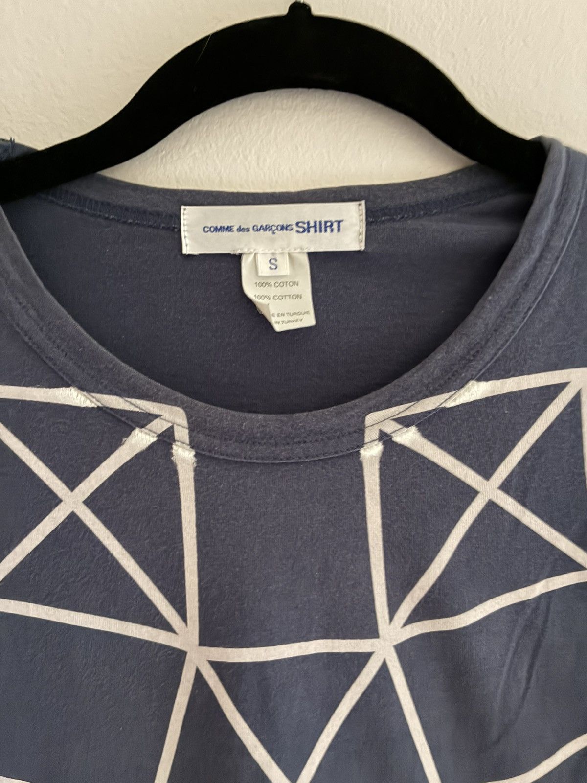 Comme des Garcons Comme des Garçon Geometric Design Blue Long Sleeve Shirt Size US S / EU 44-46 / 1 - 2 Thumbnail