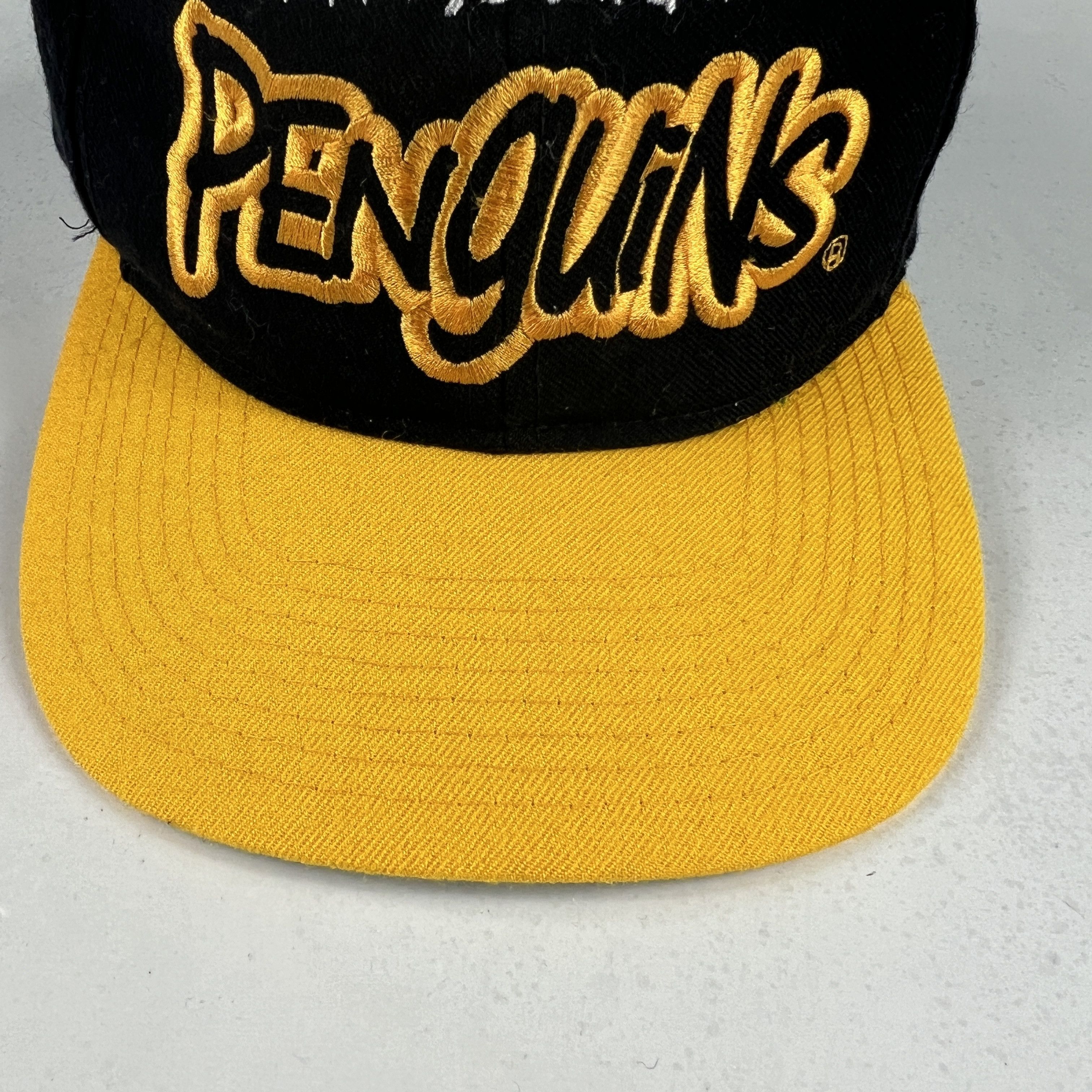 NHL × Starter × Vintage VTG Starter Pittsburgh Penguins Bubble Script Wool Snapback Size ONE SIZE - 3 Thumbnail