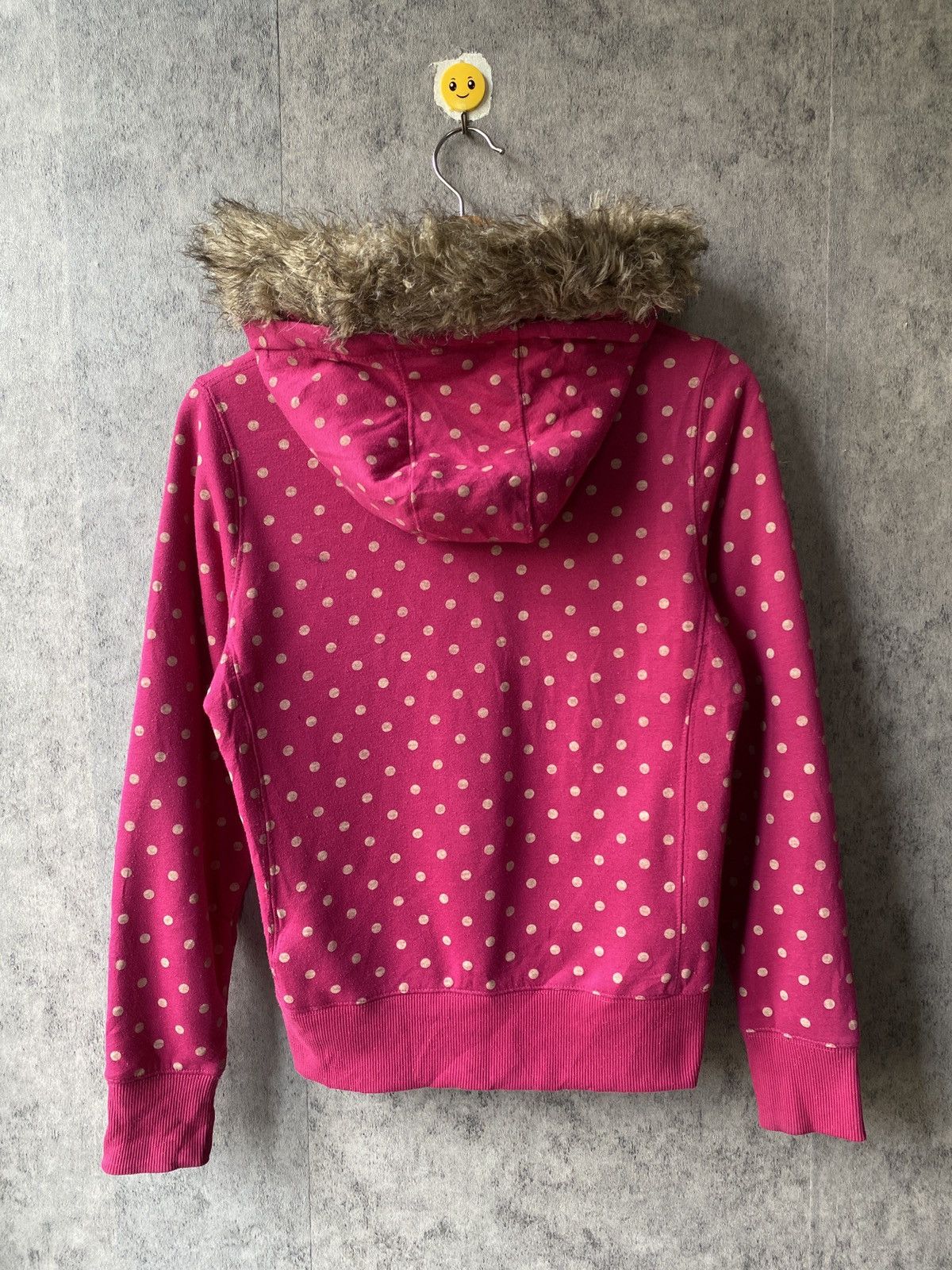 Japanese Brand Polkadot Faux Fur Design Hoodie