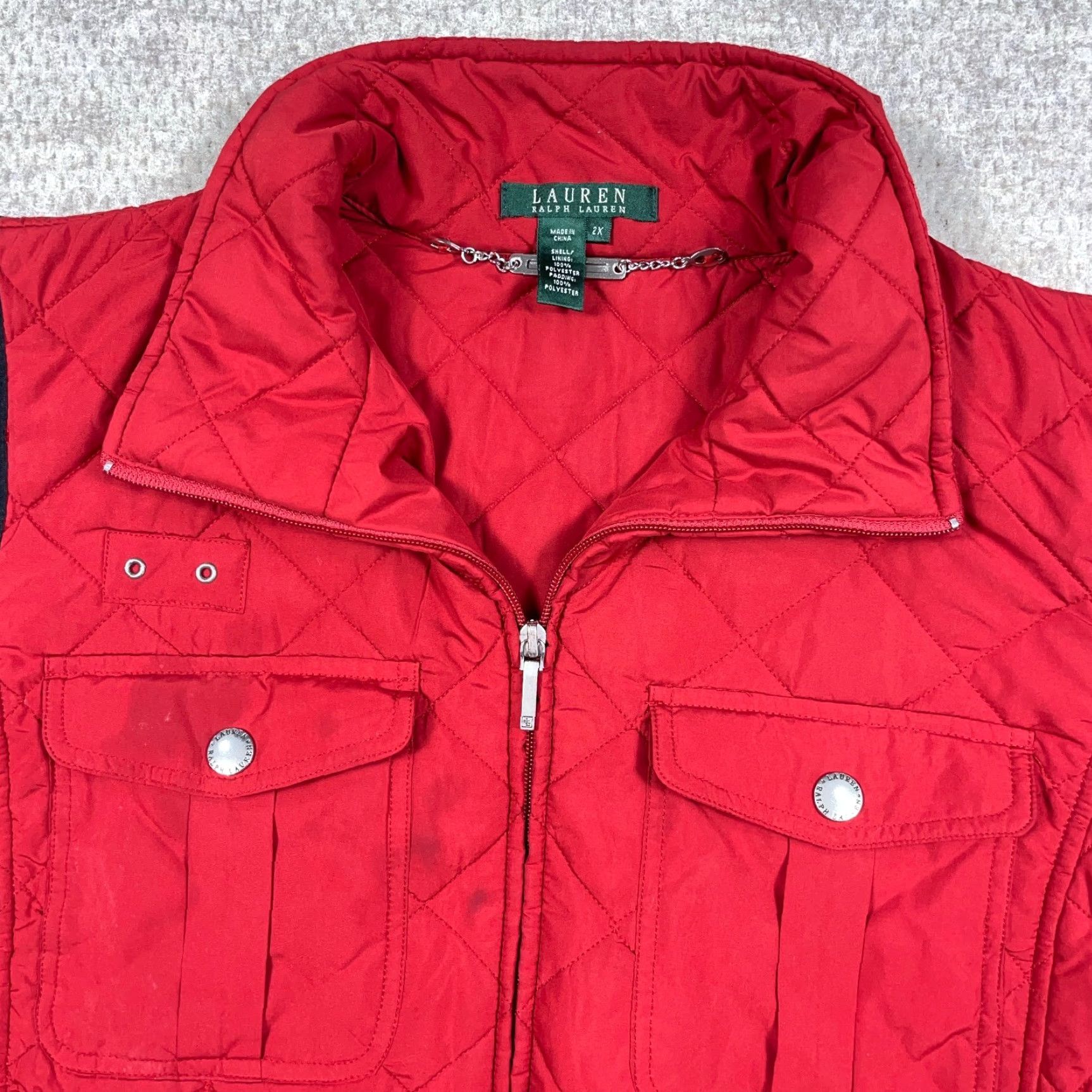 Ralph Lauren Lauren Ralph Lauren Puffer Vest Women 2X Red Quilted Full Zip Logo Embroidered Jacket Vest LRL Size XXL / US 16-18 / IT 52-54 - 4 Thumbnail