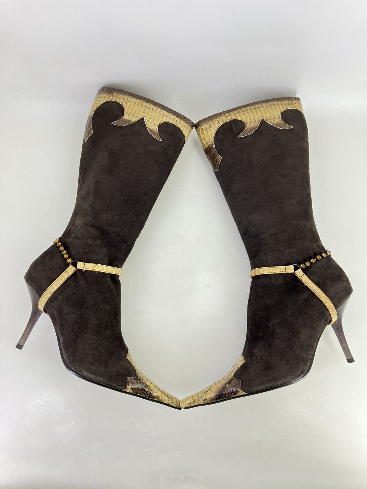 Vintage Suede leather knee high boots El Dantes snake print Y2K Size US 9 / IT 39 - 1 Thumbnail