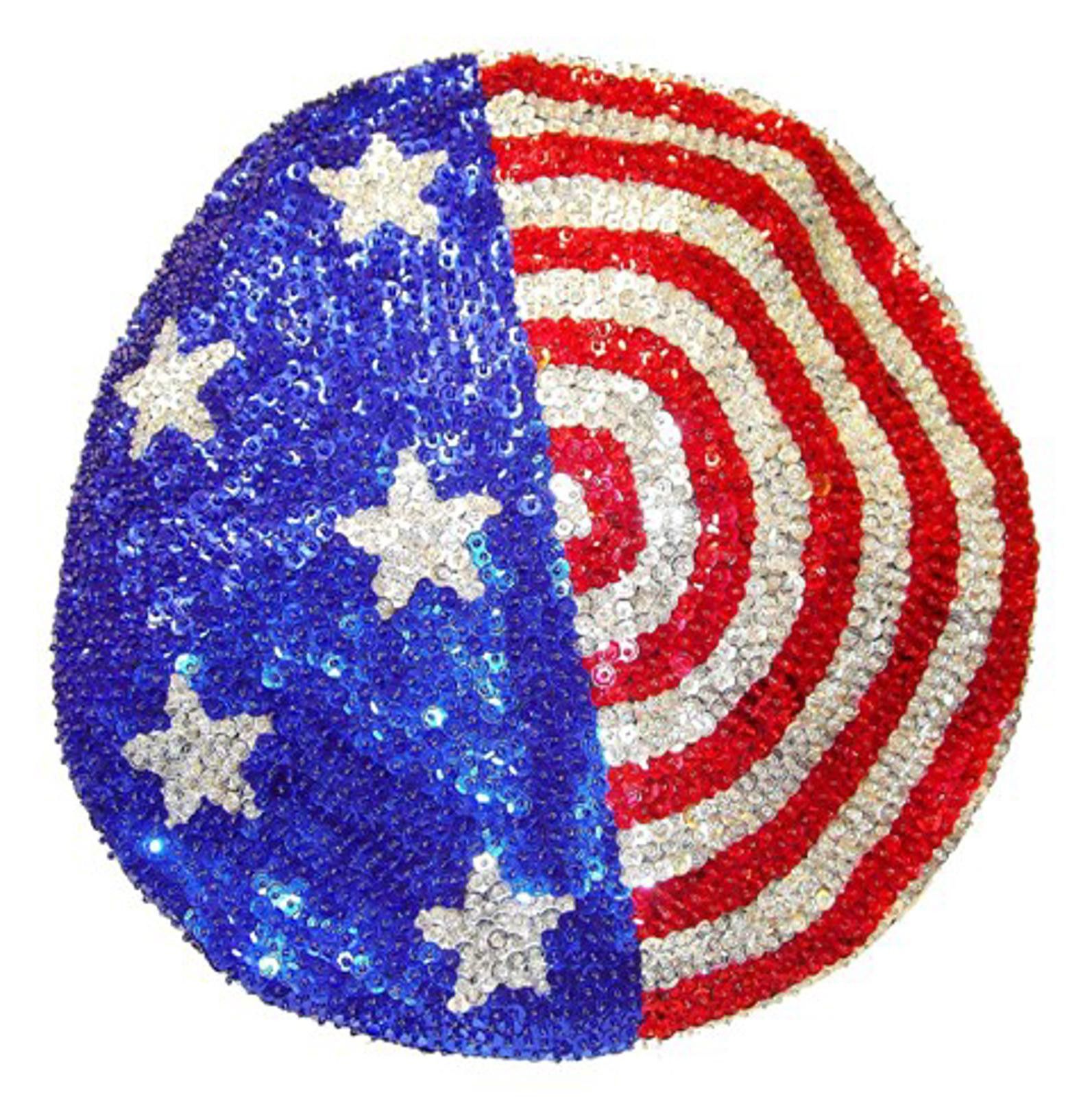 Designer Sequin Beret Style Cap Usa Stars & Stripes Size ONE SIZE - 1 Preview
