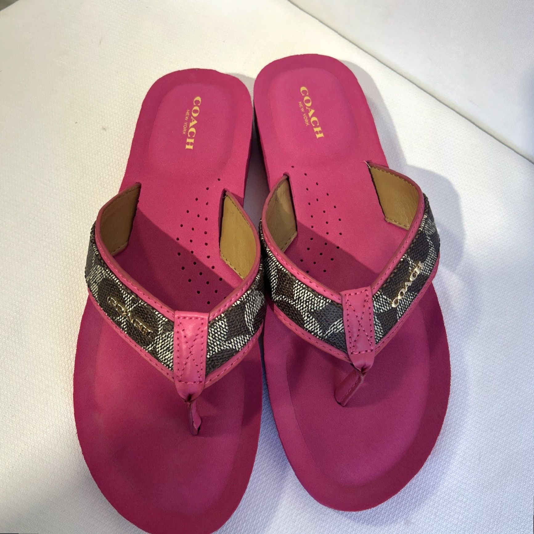 Coach Coach Judy Brown Pink Flip Flops Women’s 9.5 Sandal B Leather Slip On Casual Womens Size US 10 / IT 40 - 7 Thumbnail