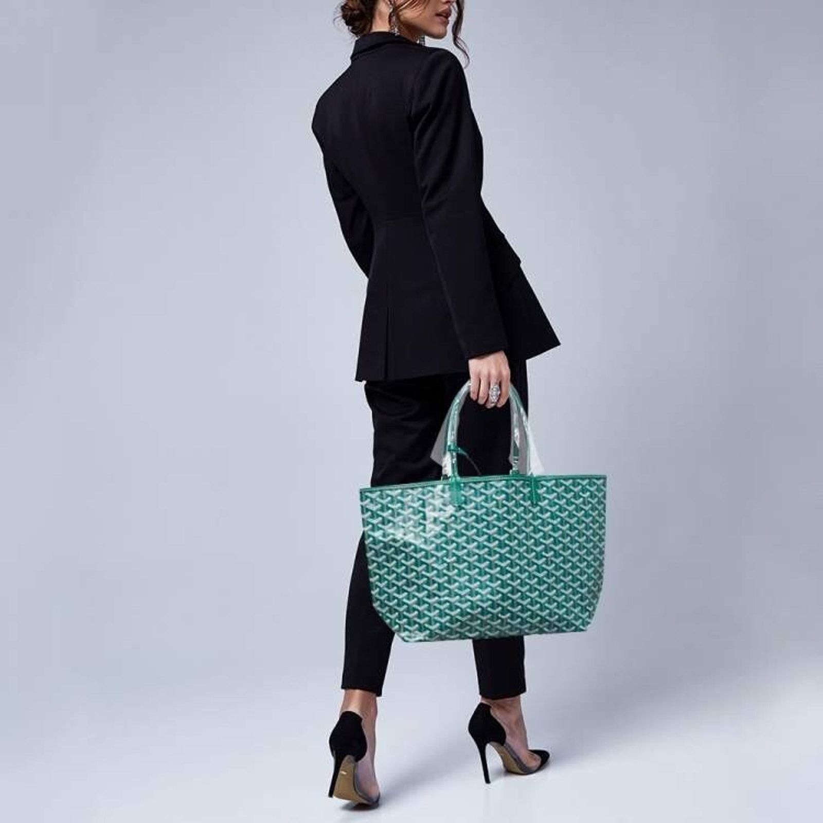 Goyard Goyard Green Goyardine Wallet Pouch Tote Handle Shoulder Bag Size ONE SIZE - 4 Thumbnail