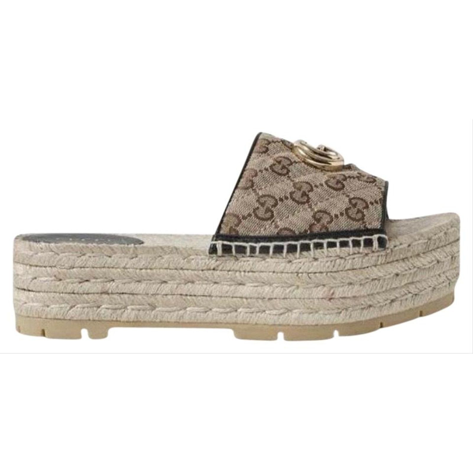 Gucci Pilar GG logo platform espadrilles slides sandals Size US 11.5 / IT 41.5 - 1 Thumbnail