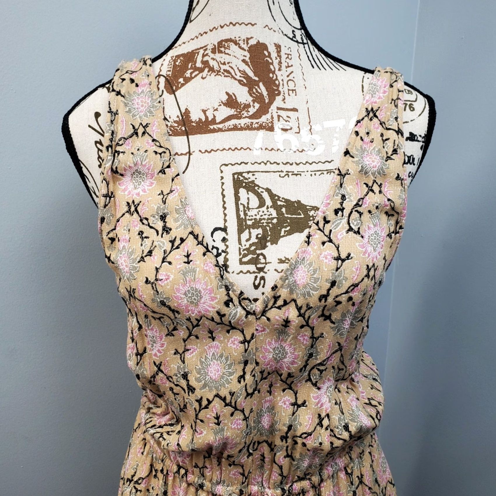 Lucky Brand Lucky Brand Dress Womens S Maxi Multi Floral Lined Cinch Waist Deep Neck Size S / US 4 / IT 40 - 6 Thumbnail