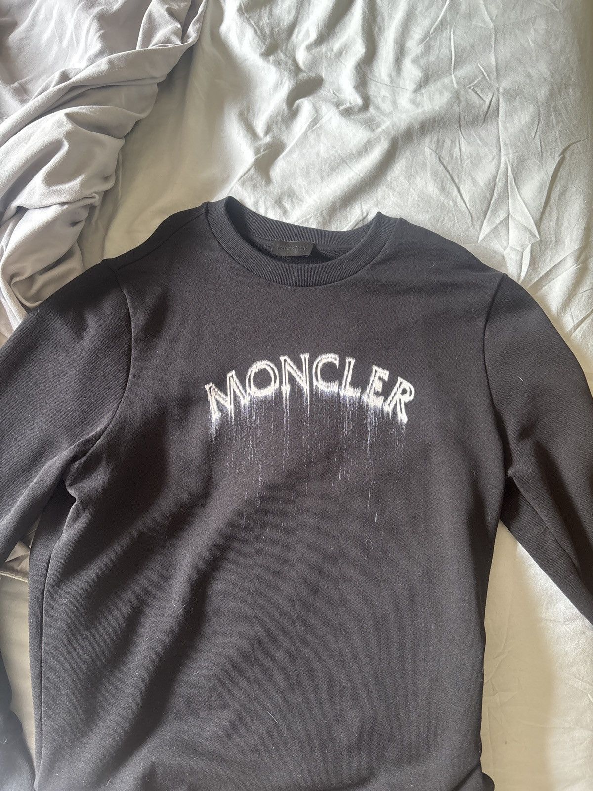 Moncler Black printed sweatshirt drip effect Size US S / EU 44-46 / 1 - 1 Thumbnail