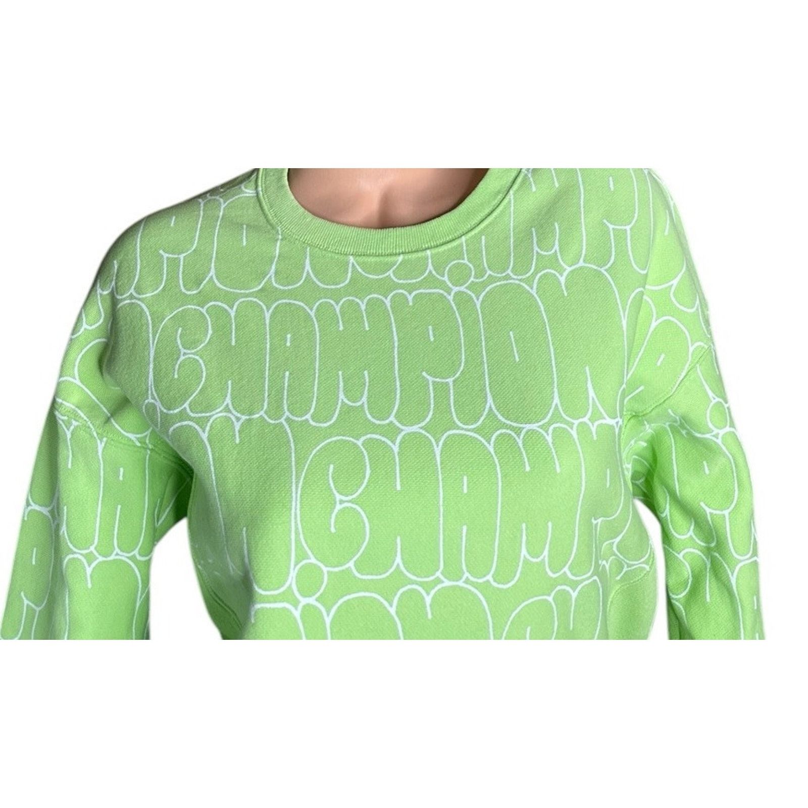Champion Champion Reverse Weave Bubble Letter Sweatshirt Lime Green S Size S / US 4 / IT 40 - 2 Thumbnail