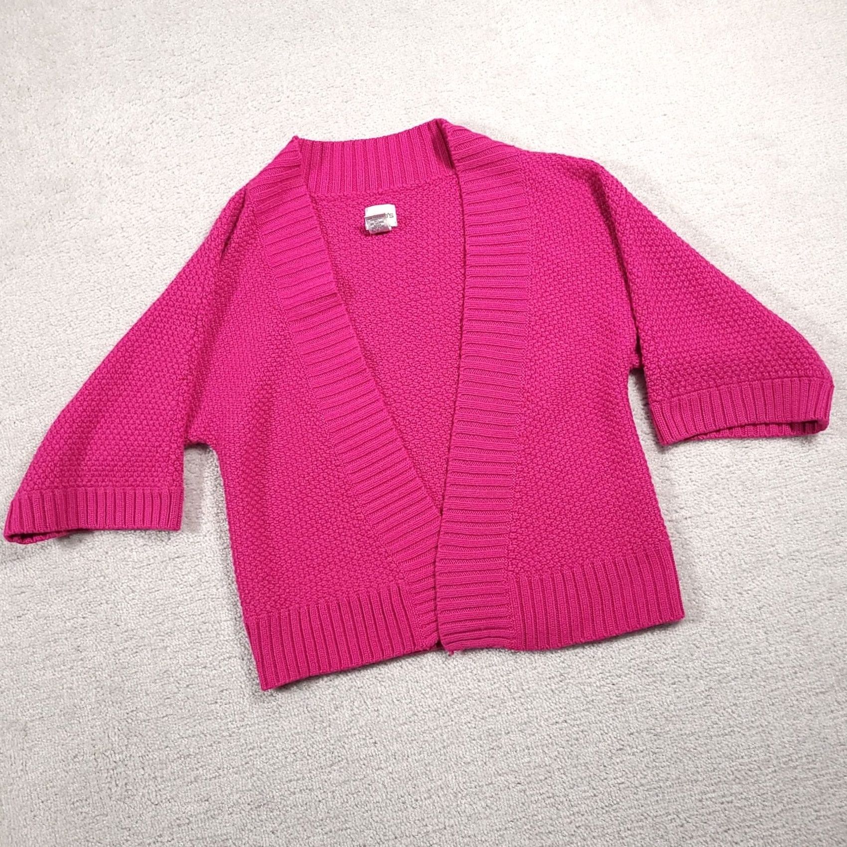 Vintage Chico's Cardigan Women's Open Front Wool Blend Pink 1 Medium 1/2 Sleeve Knit Basic Classic Travel Fall Spring Winter Shirt? Size M / US 6-8 / IT 42-44 - 2 Thumbnail