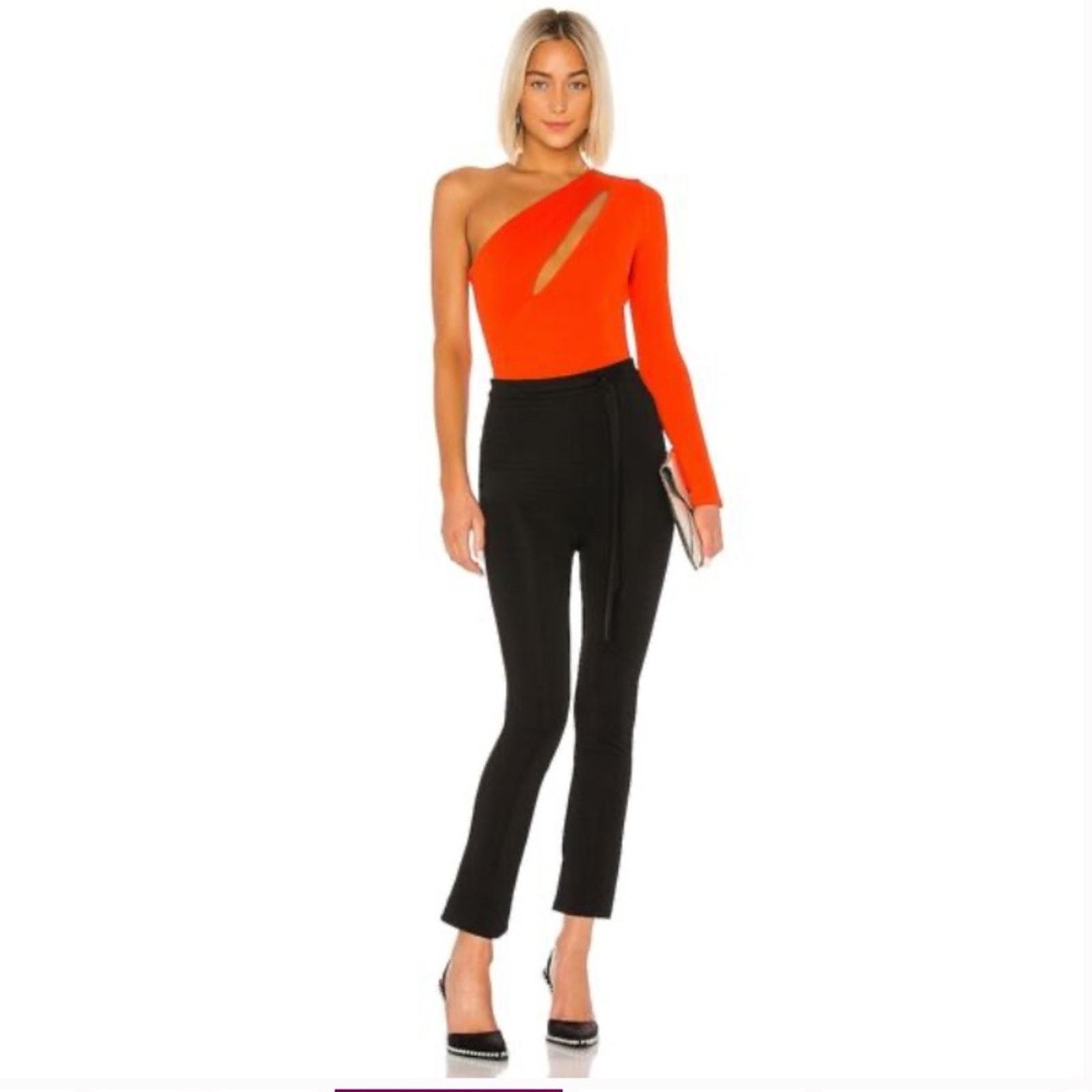 REVOLVE EUC NBD Aaliyah Cut Out One Shoulder Bodysuit Red Orange S Size S / US 4 / IT 40 - 4 Thumbnail