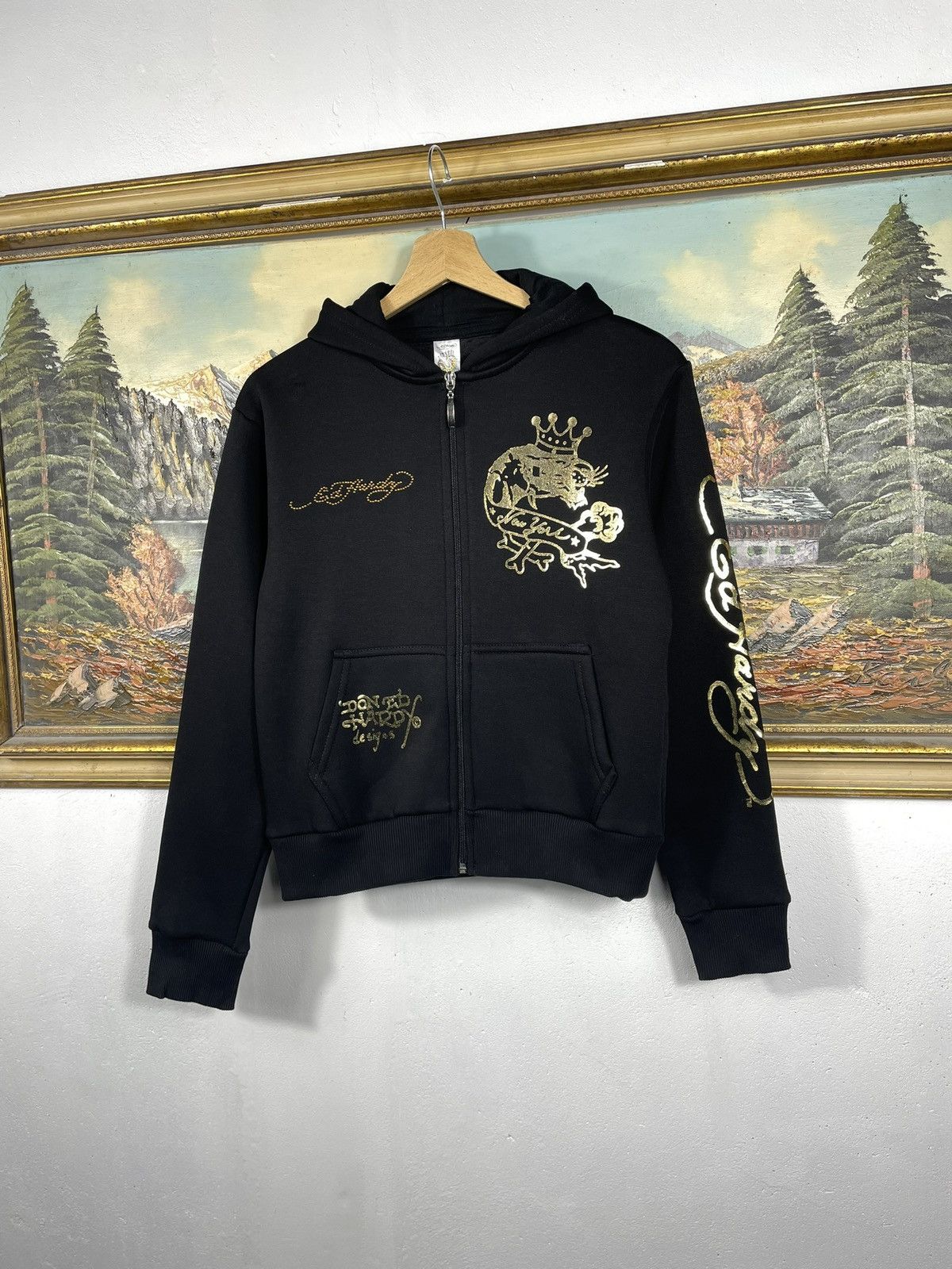 Christian Audigier × Ed Hardy × Vintage Ed Hardy Retro 00s Hoodie Sweatshirt Affliction Grunge Size US XS / EU 42 / 0 - 3 Thumbnail
