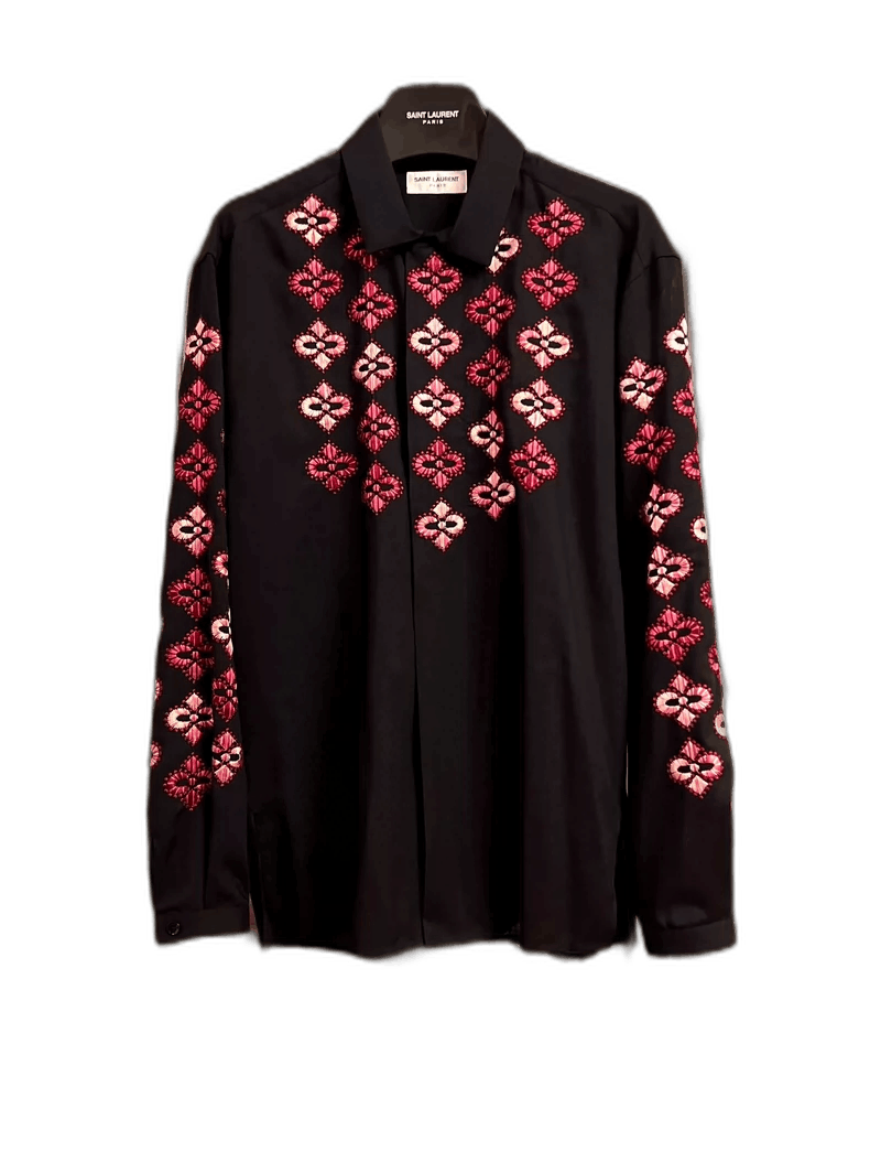 Saint Laurent Paris saint laurent black embroidered long sleeve shirt-2507 Size US S / EU 44-46 / 1 - 7 Thumbnail