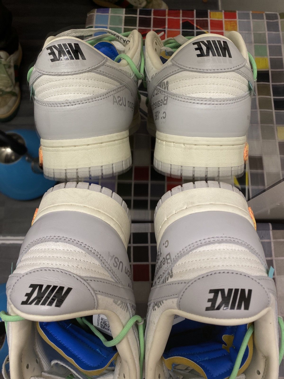 Nike × Off-White × Virgil Abloh 2021 Nike x Off-White Virgil Abloh Lot 26 Sail Grey Dunk Low Size US 12.5 / EU 45-46 - 13 Thumbnail