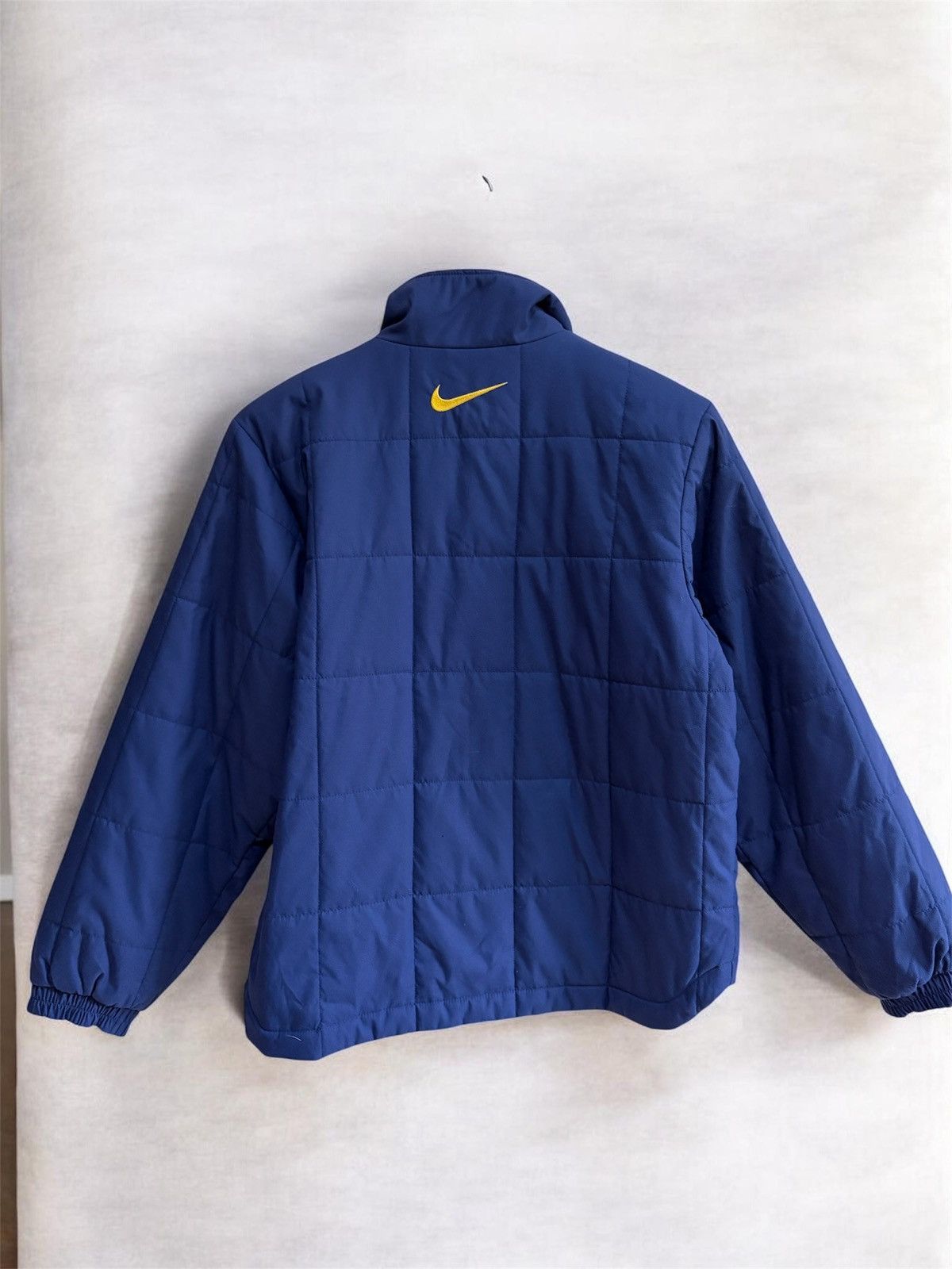 Nike Vintage Nike Quilted Puffer Jacket Navy Blue Yellow Swoosh S Size S / US 4 / IT 40 - 2 Thumbnail
