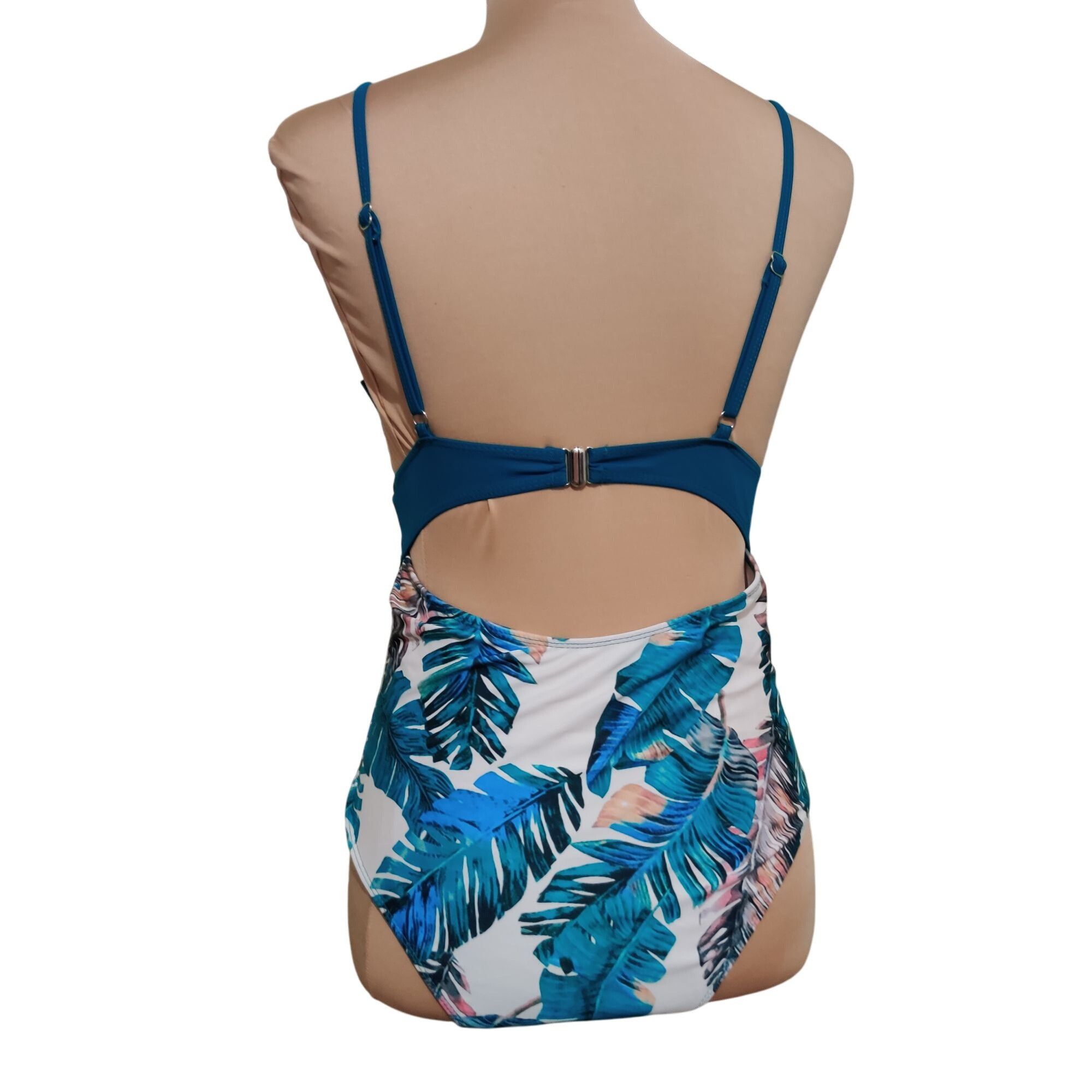 Other Womens Swimsuit One Piece Scalloped V Neck Tropical Print Te Size ONE SIZE - 3 Thumbnail
