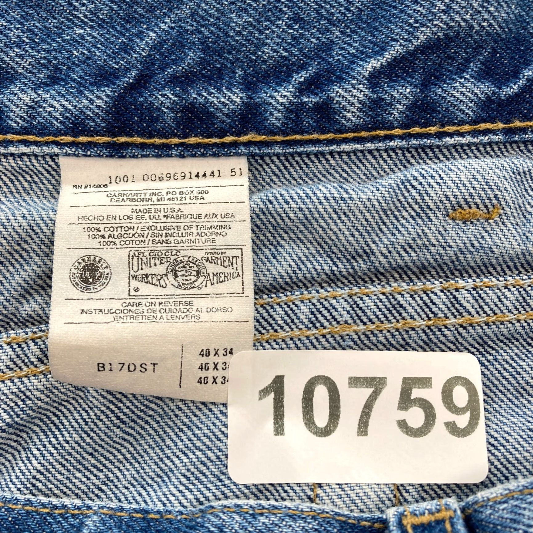 Carhartt VINTAGE Carhartt Jeans Mens 40x34 Medium Wash Blue Denim Tapered Leg Union Made Size US 40 / EU 56 - 6 Thumbnail