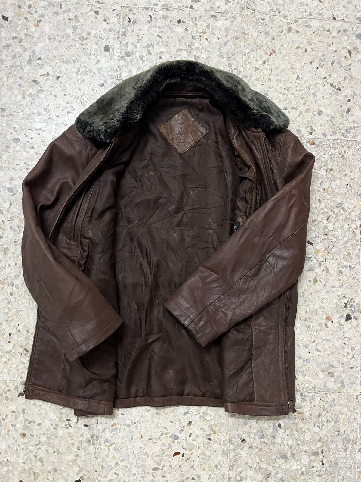 Yves Saint Laurent VTG Yves Saint Laurent Pour Homme Fur Collar Leather Jacket Size US L / EU 52-54 / 3 - 15 Thumbnail