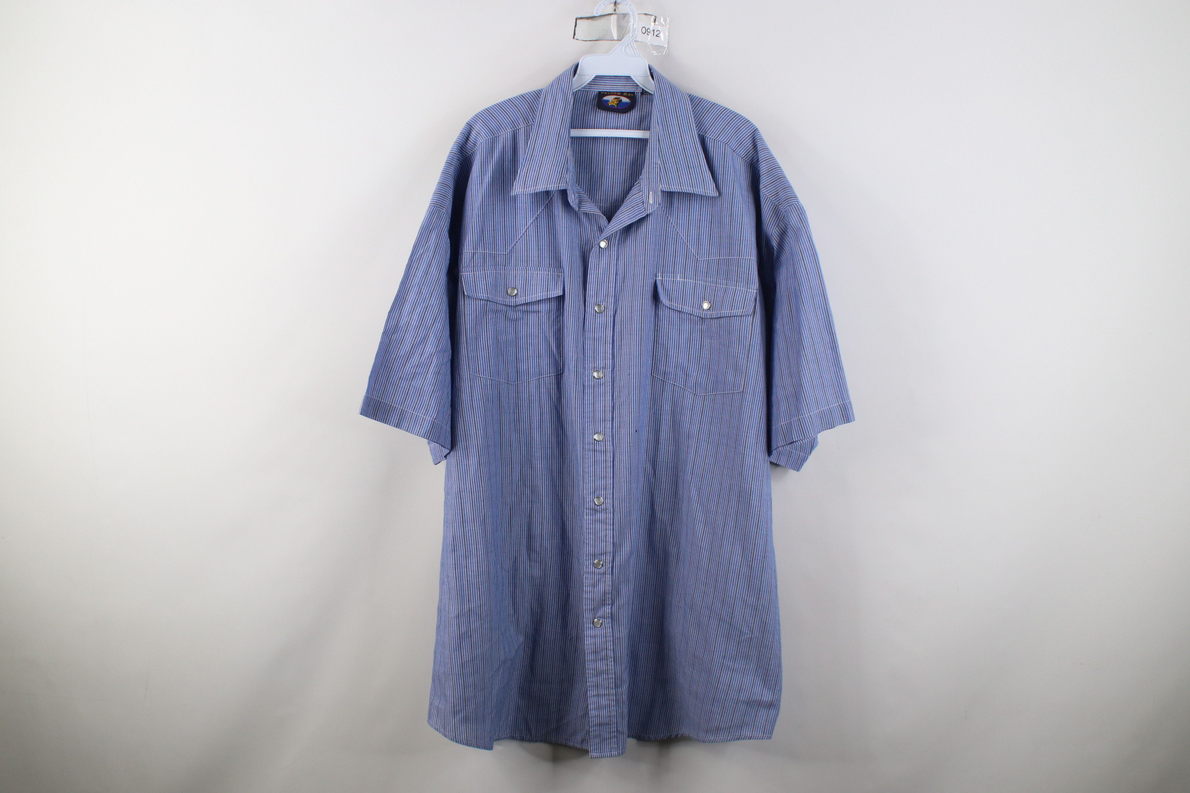 Vintage Vintage 90s Streetwear Striped Pearl Snap Button Shirt Blue Size US XXL / EU 58 / 5 - 1 Thumbnail