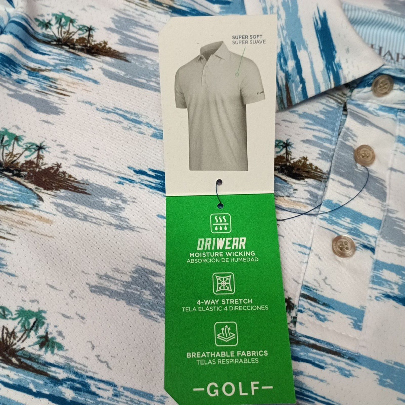 Chaps Chaps Printed Golf Polo Shirt Men's Size S White Stretch Size US S / EU 44-46 / 1 - 4 Thumbnail