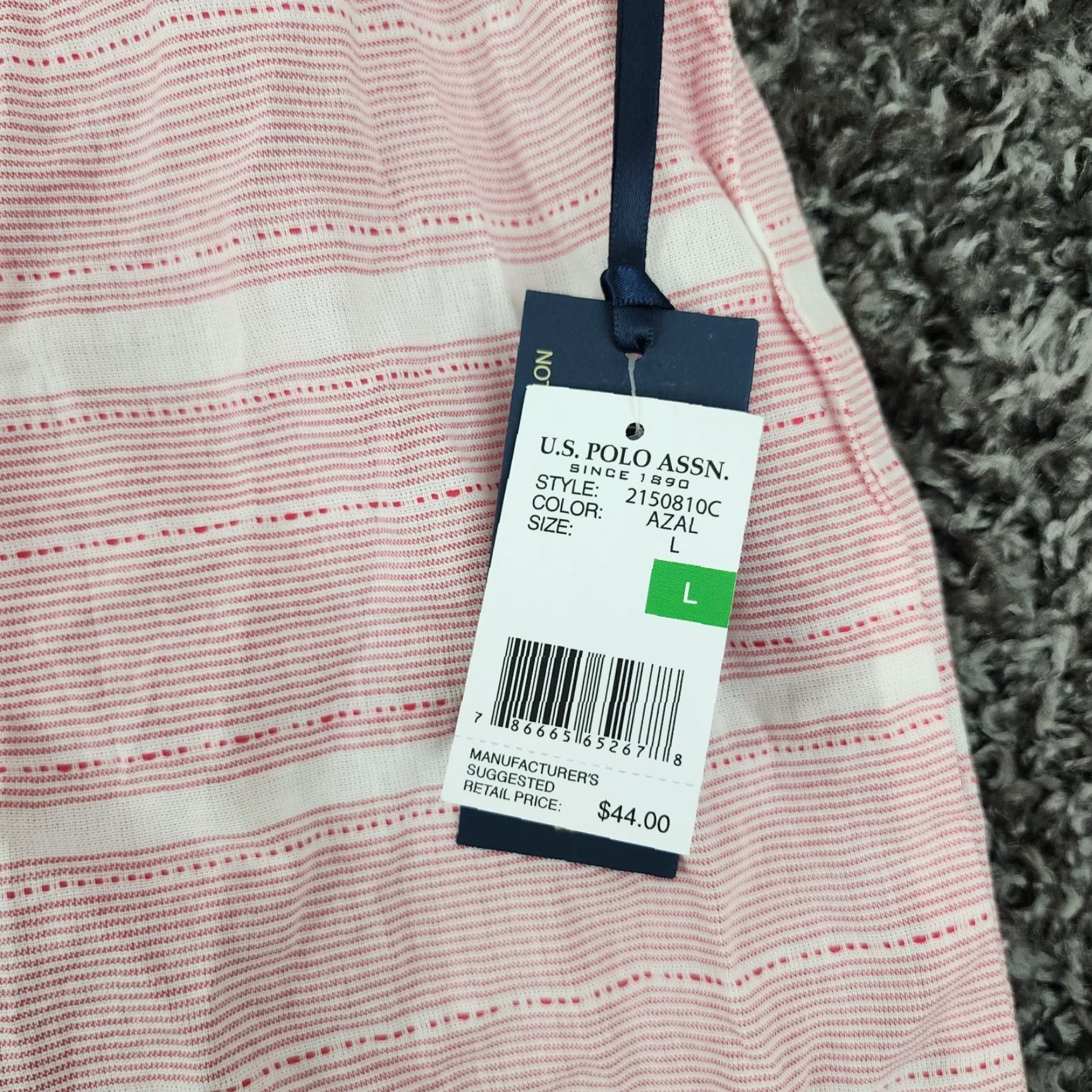 Vintage NEW U.S. Polo Assn. Women's Pink Striped Blouse Short Sleeve Size L Size L / US 10 / IT 46 - 3 Thumbnail