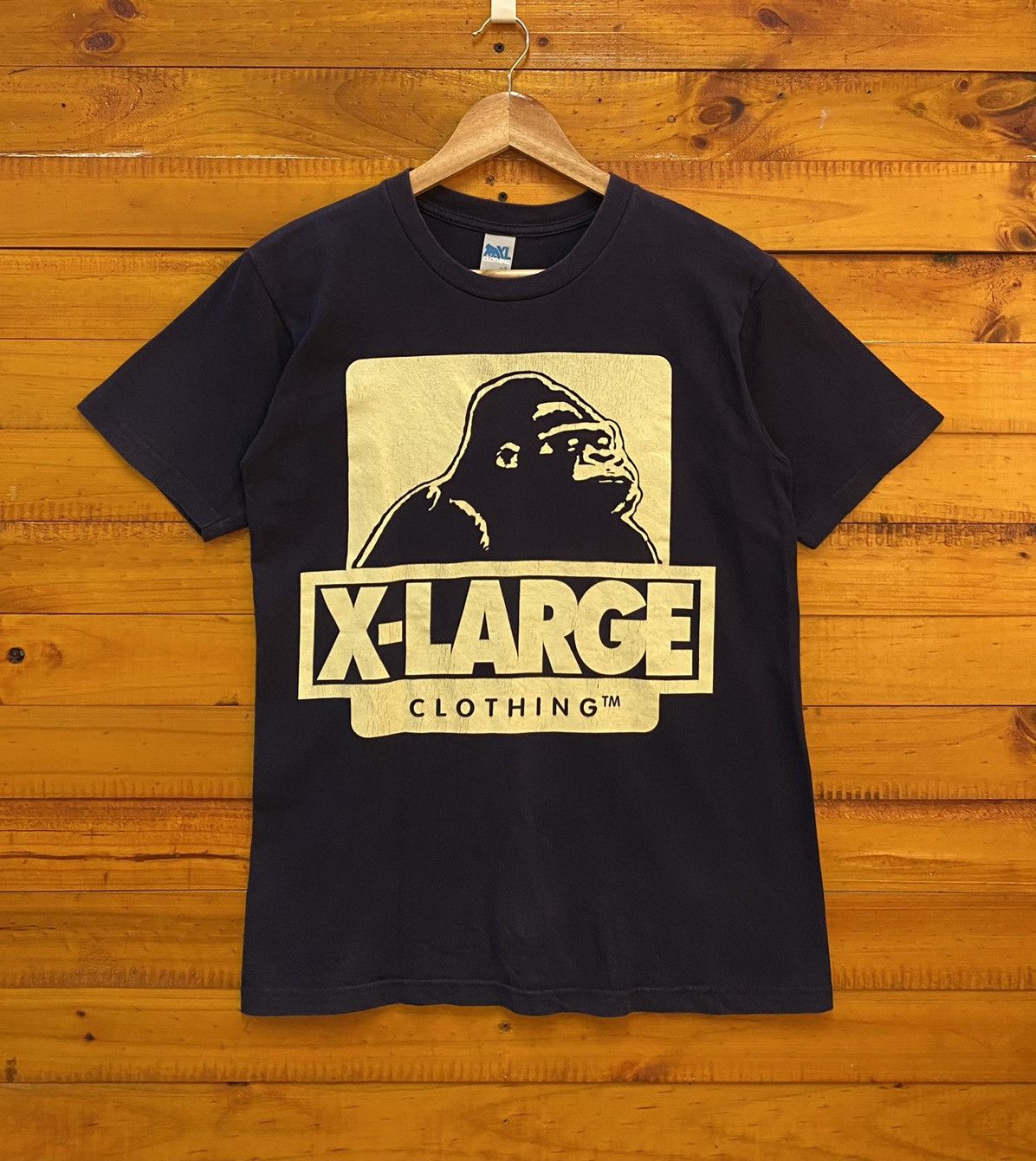 image of Vintage x Xlarge x-Large Shirt Big Logo Spell Out in Blue Black, Men's (Size Small)
