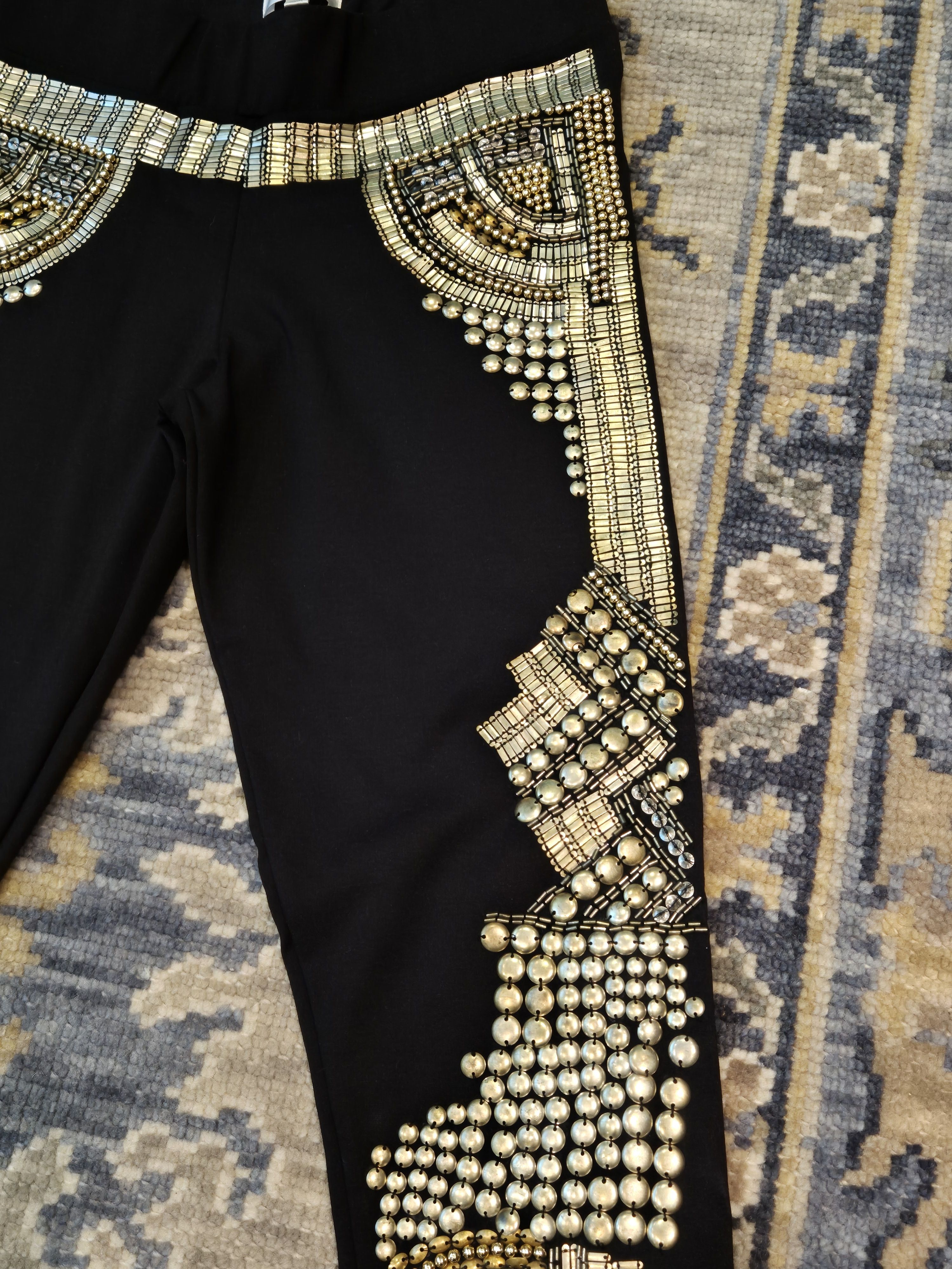 CAMILLA Camilla black & gold heavily embellished leggings Size 27" / US 4 / IT 40 - 5 Thumbnail