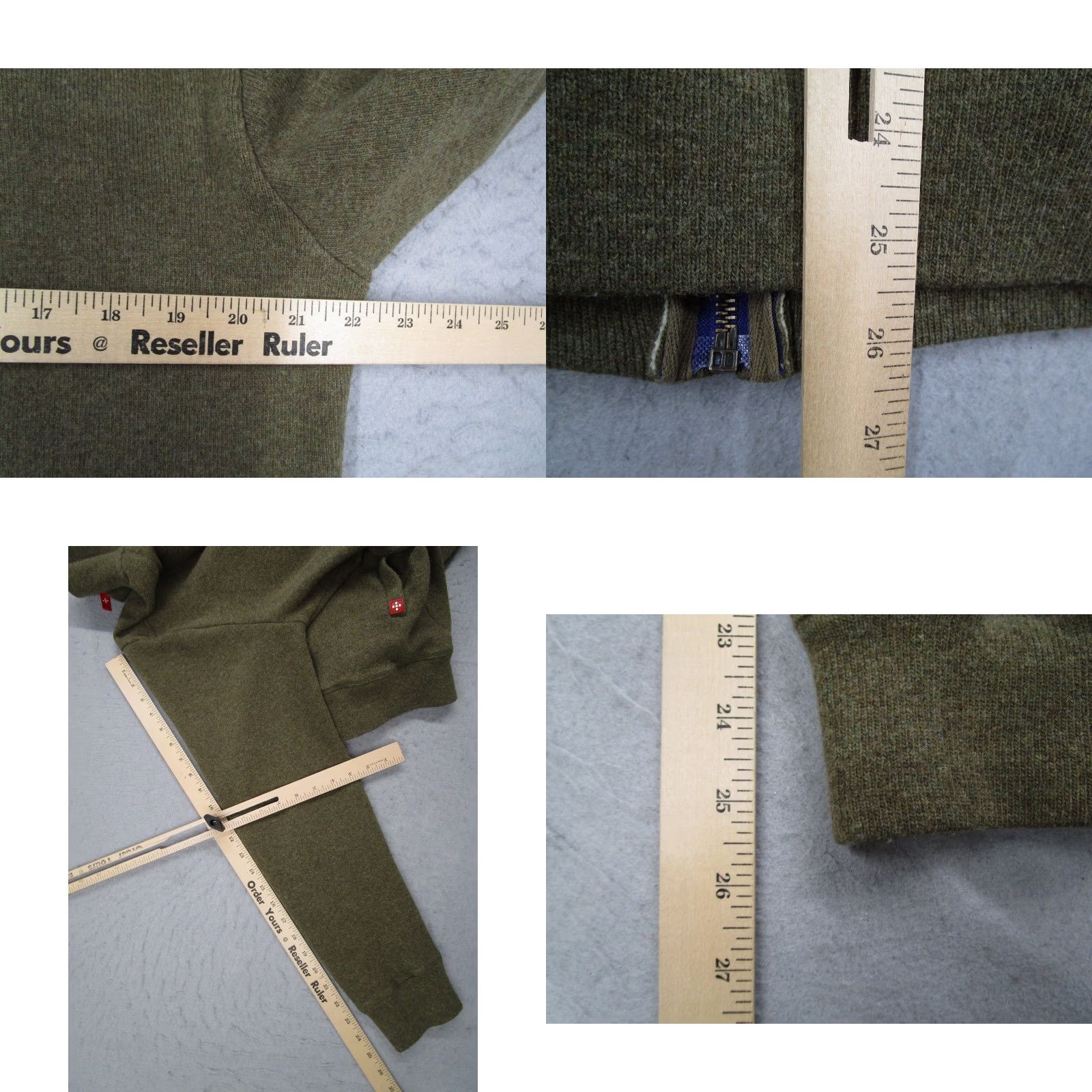 Olive Helvetica Swiss Full Zip Jacket Olive Green Knit Mock Neck Mens XL Size US XL / EU 56 / 4 - 8 Thumbnail
